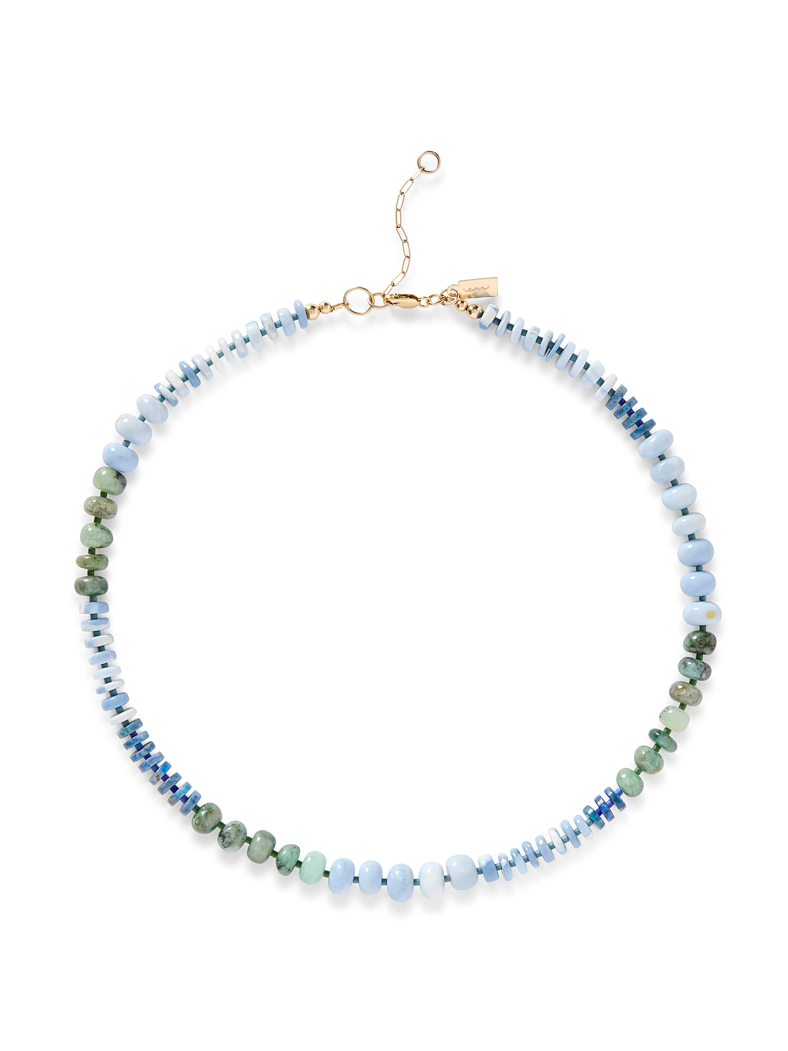 Faherty X Beyond The Sea Short Stone Necklace - Emerald Lapis Opal sold by Faherty