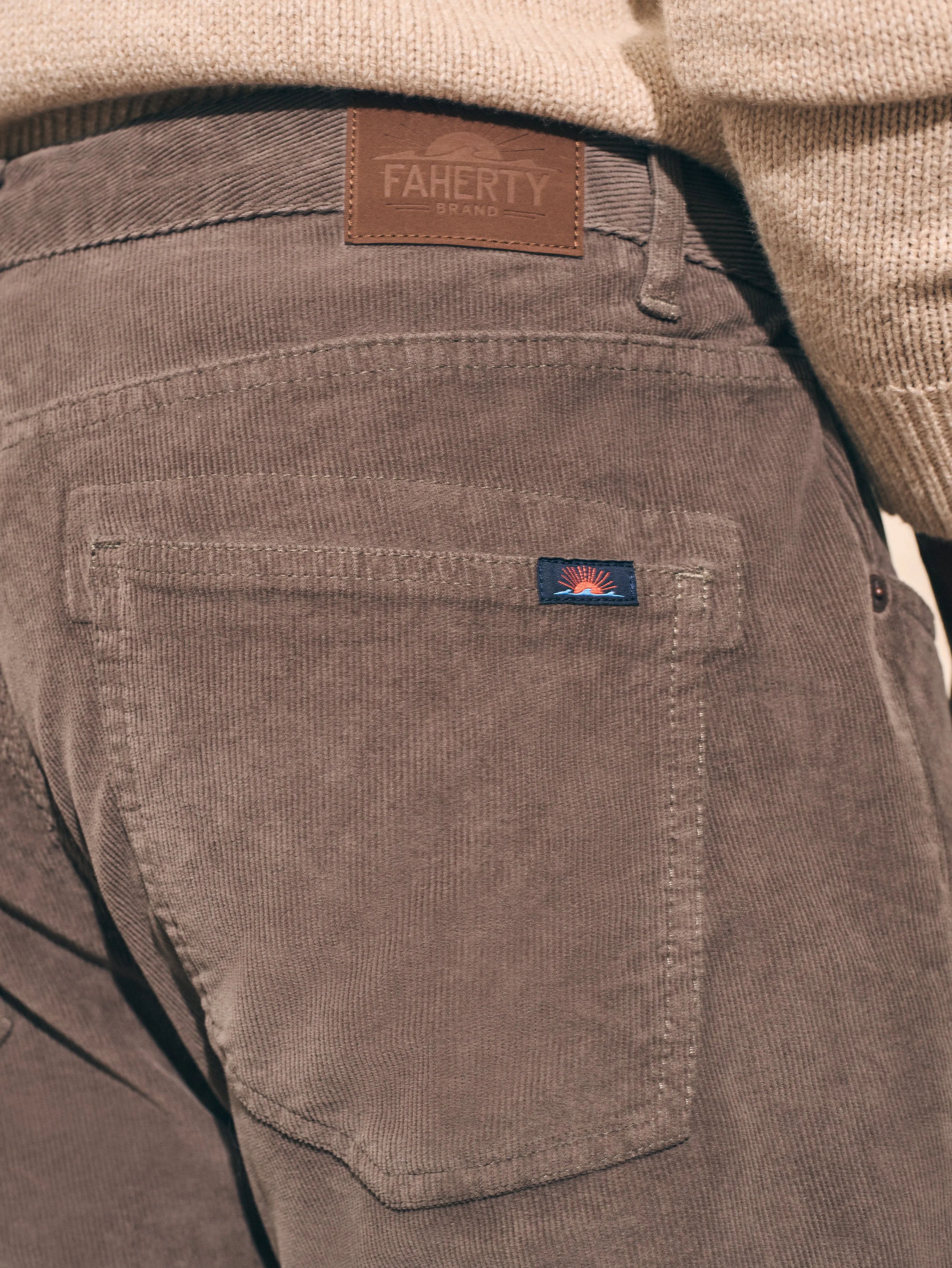 Stretch Corduroy 5-Pocket Pant (32" Inseam) - Rugged Grey sold by Faherty product image thumbnail 4