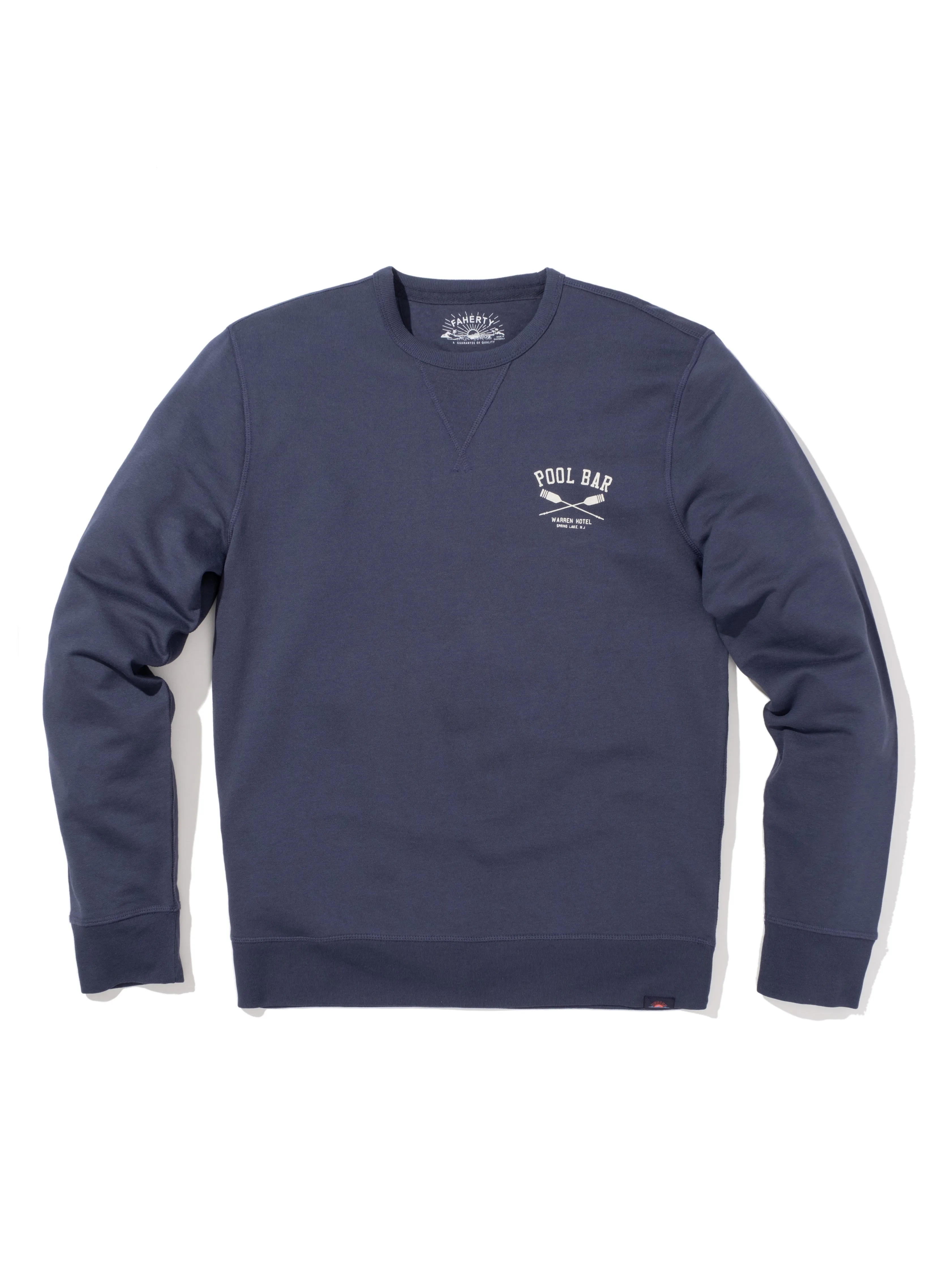 Spring Lake Long-Sleeve Terry Pool Bar Crewneck - Dune Navy sold by Faherty
