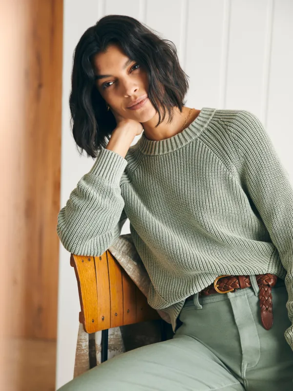 Sunwashed Fisherman Crew Sweater - Shadow sold by Faherty