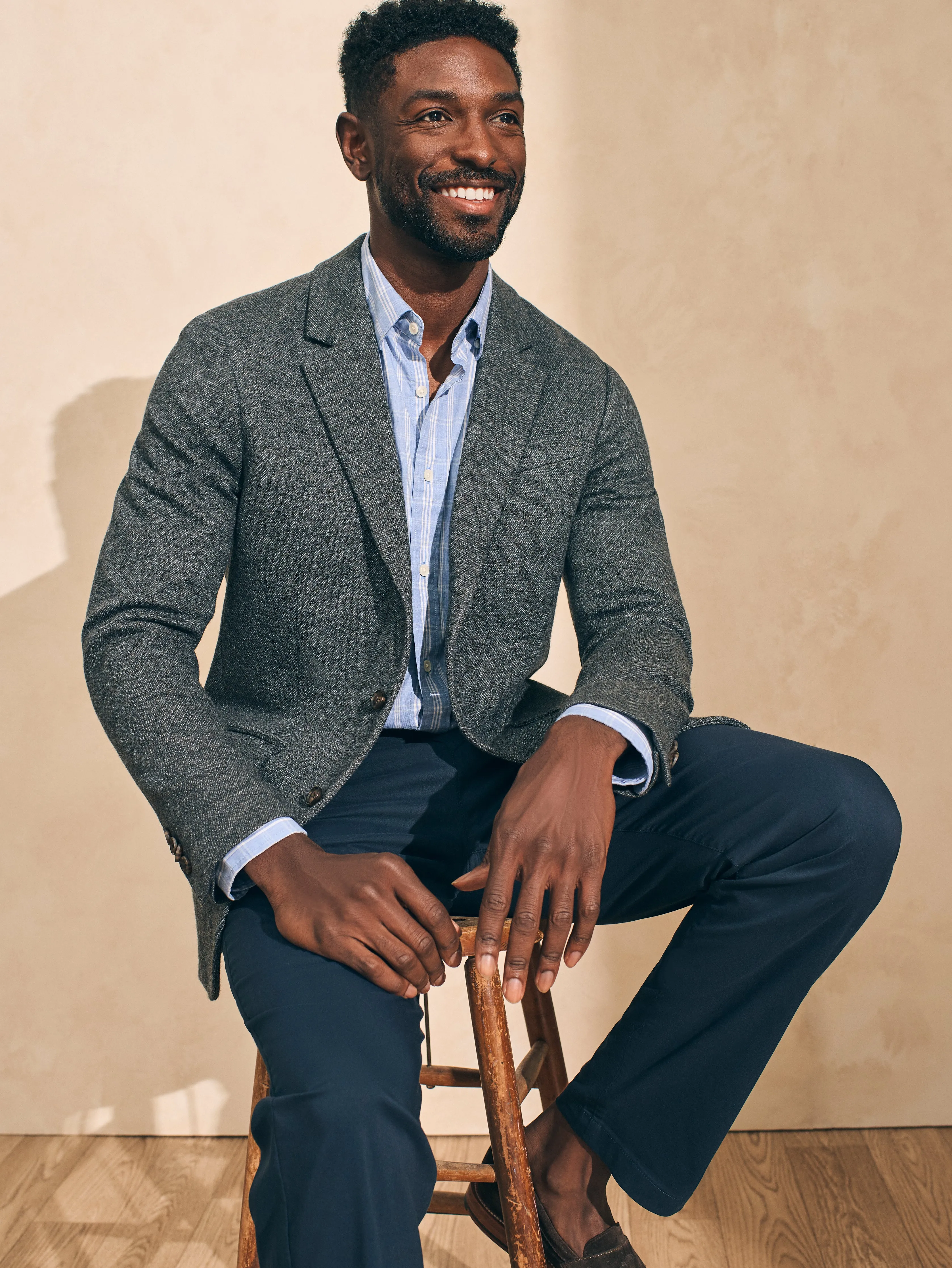 Reserve Twill Knit Blazer - Grey Marl Twill sold by Faherty product image thumbnail 2