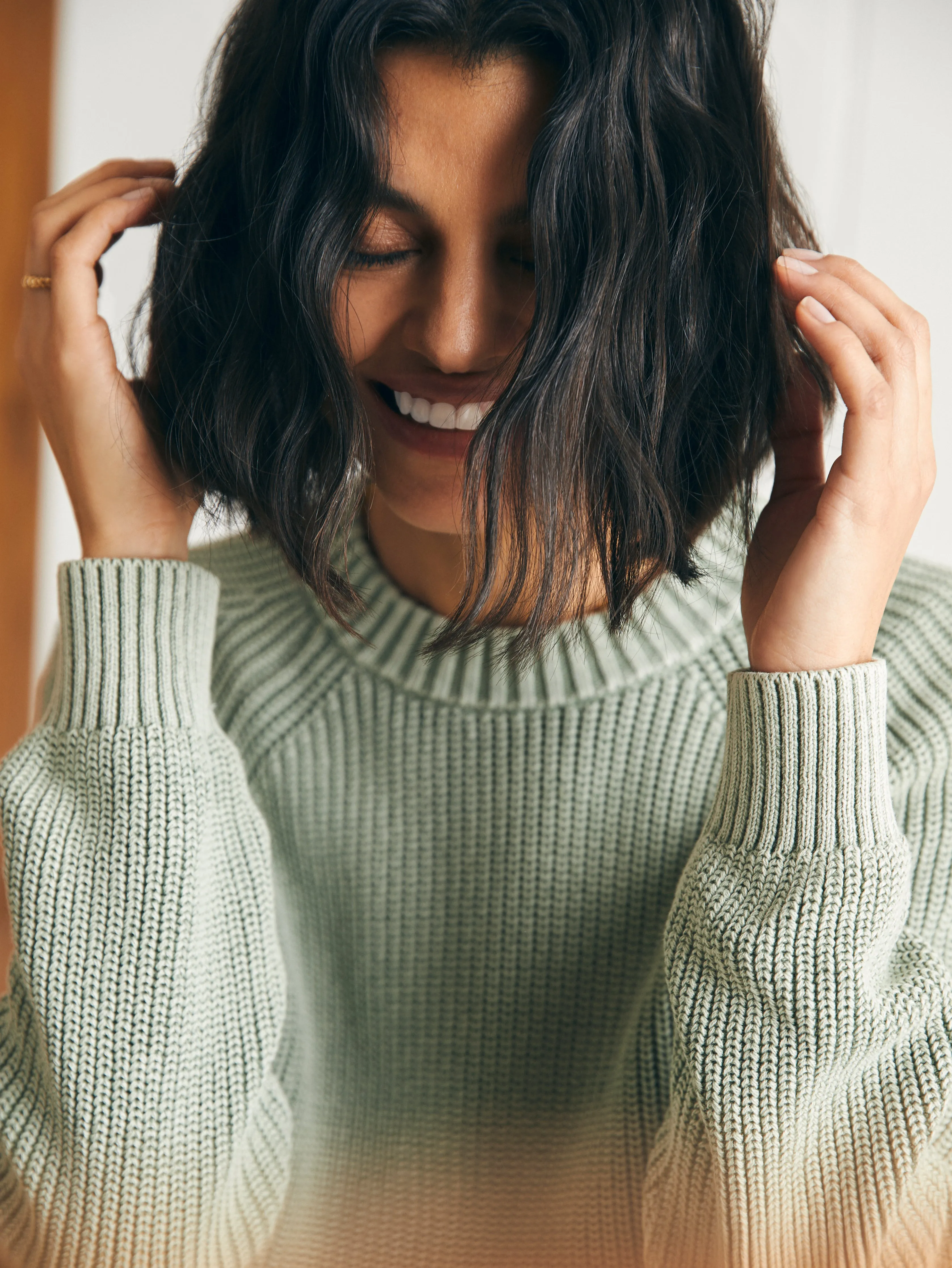 Sunwashed Fisherman Crew Sweater - Shadow sold by Faherty product image thumbnail 2