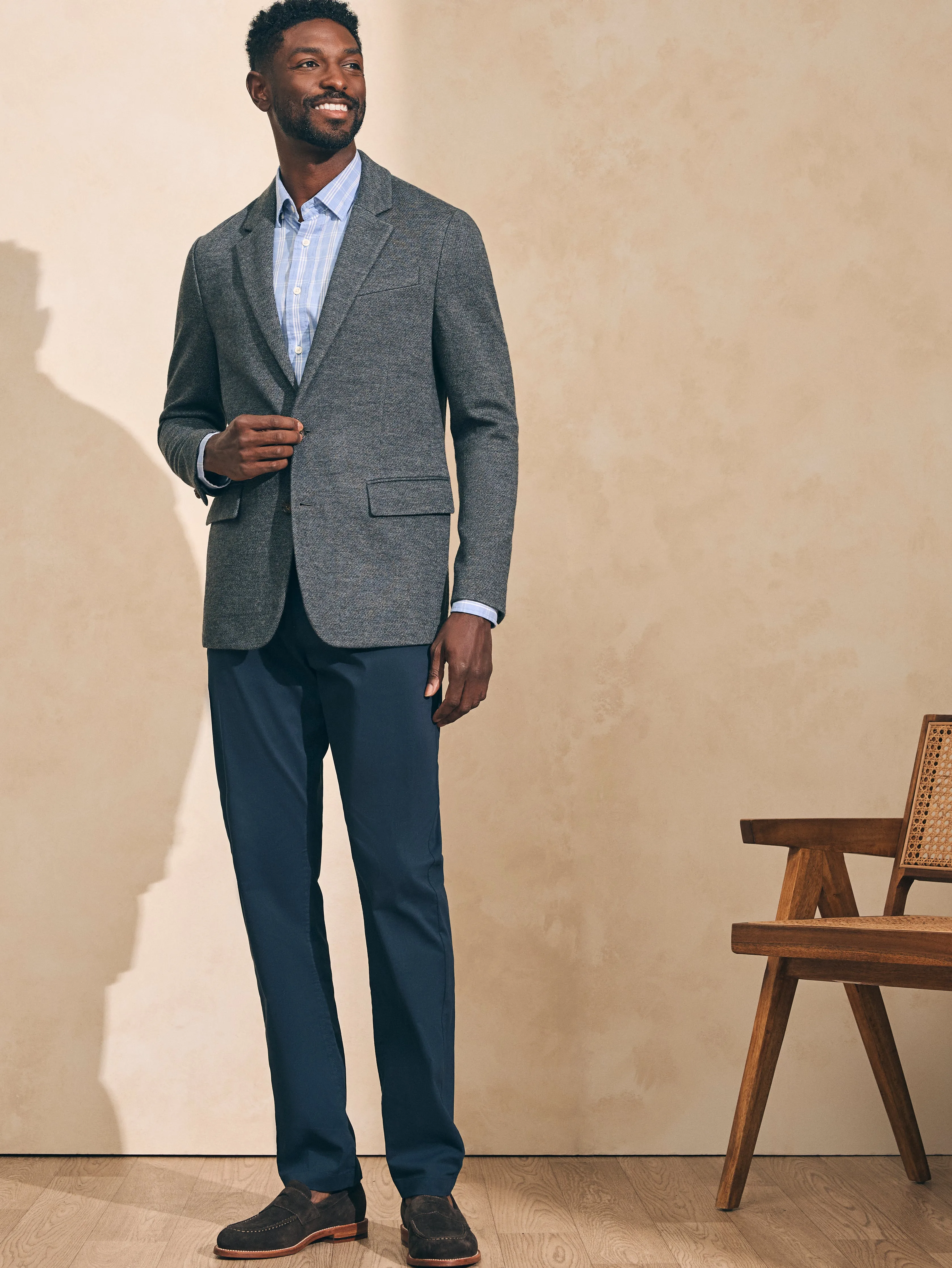 Reserve Twill Knit Blazer - Grey Marl Twill sold by Faherty product image thumbnail 3