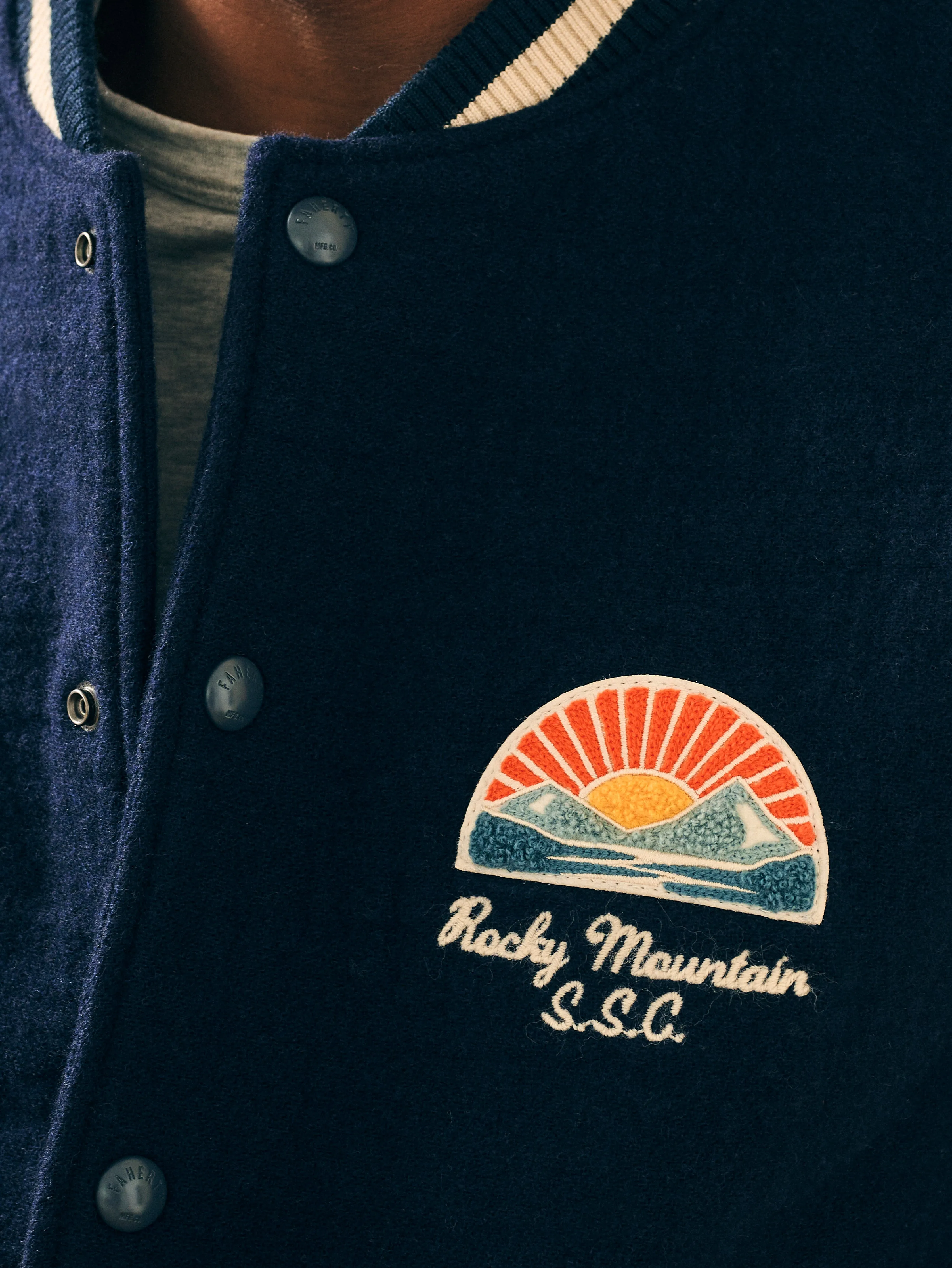 Varsity Jacket - Navy sold by Faherty product image thumbnail 4