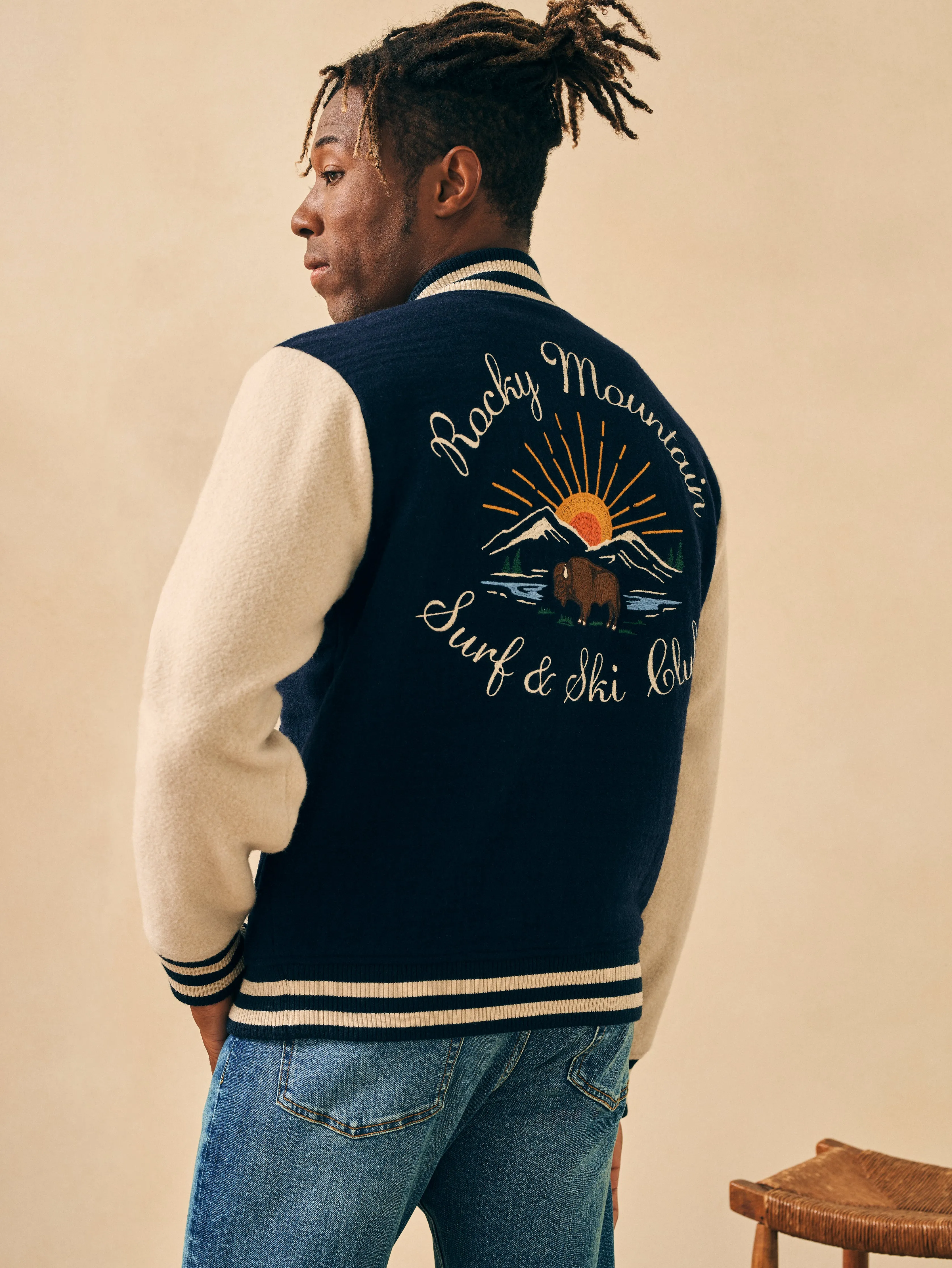 Varsity Jacket - Navy sold by Faherty product image thumbnail 2