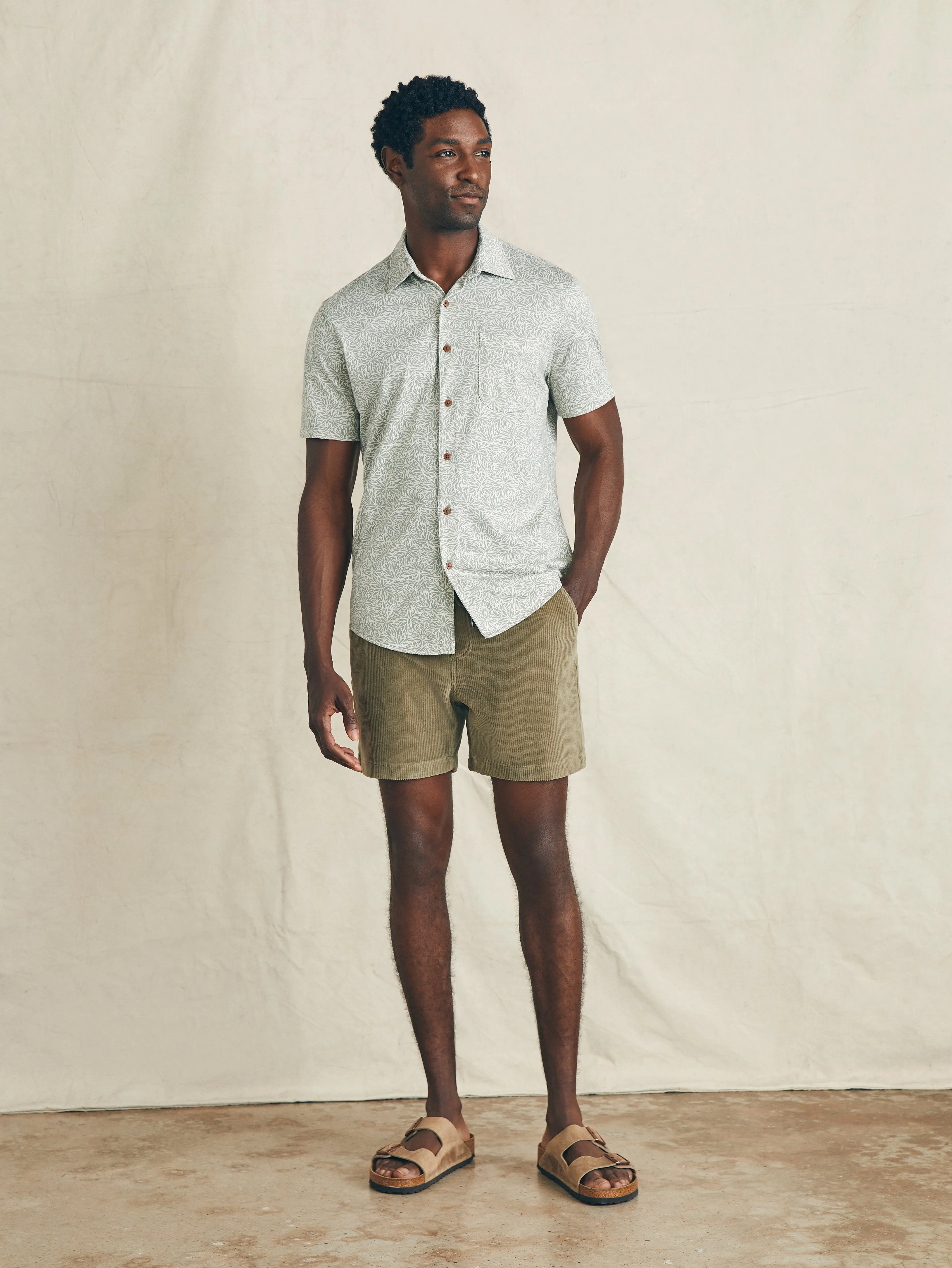 Short-Sleeve Hermosa Knit Shirt - Olive Frond sold by Faherty product image thumbnail 3