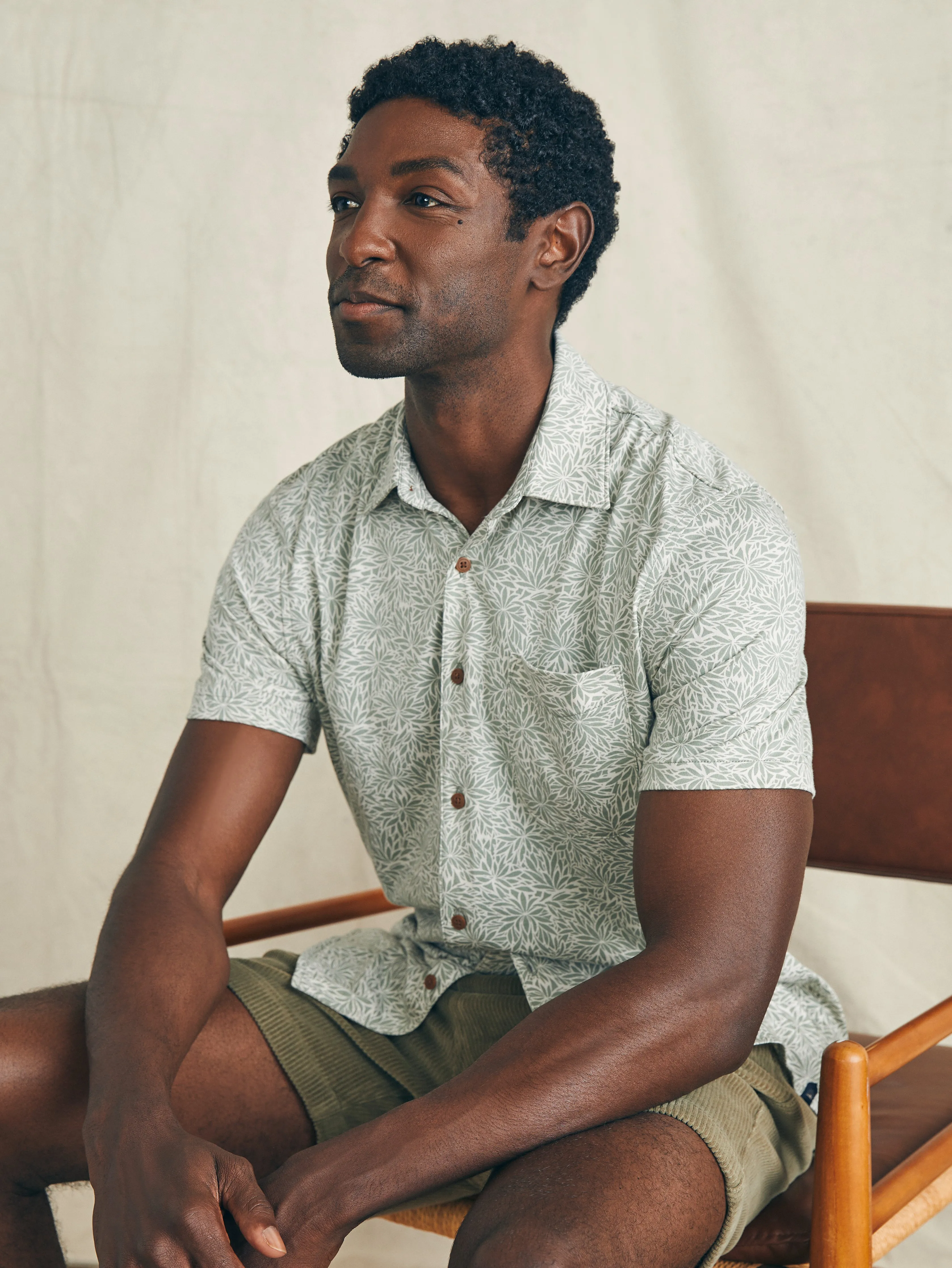 Short-Sleeve Hermosa Knit Shirt - Olive Frond sold by Faherty product image thumbnail 4
