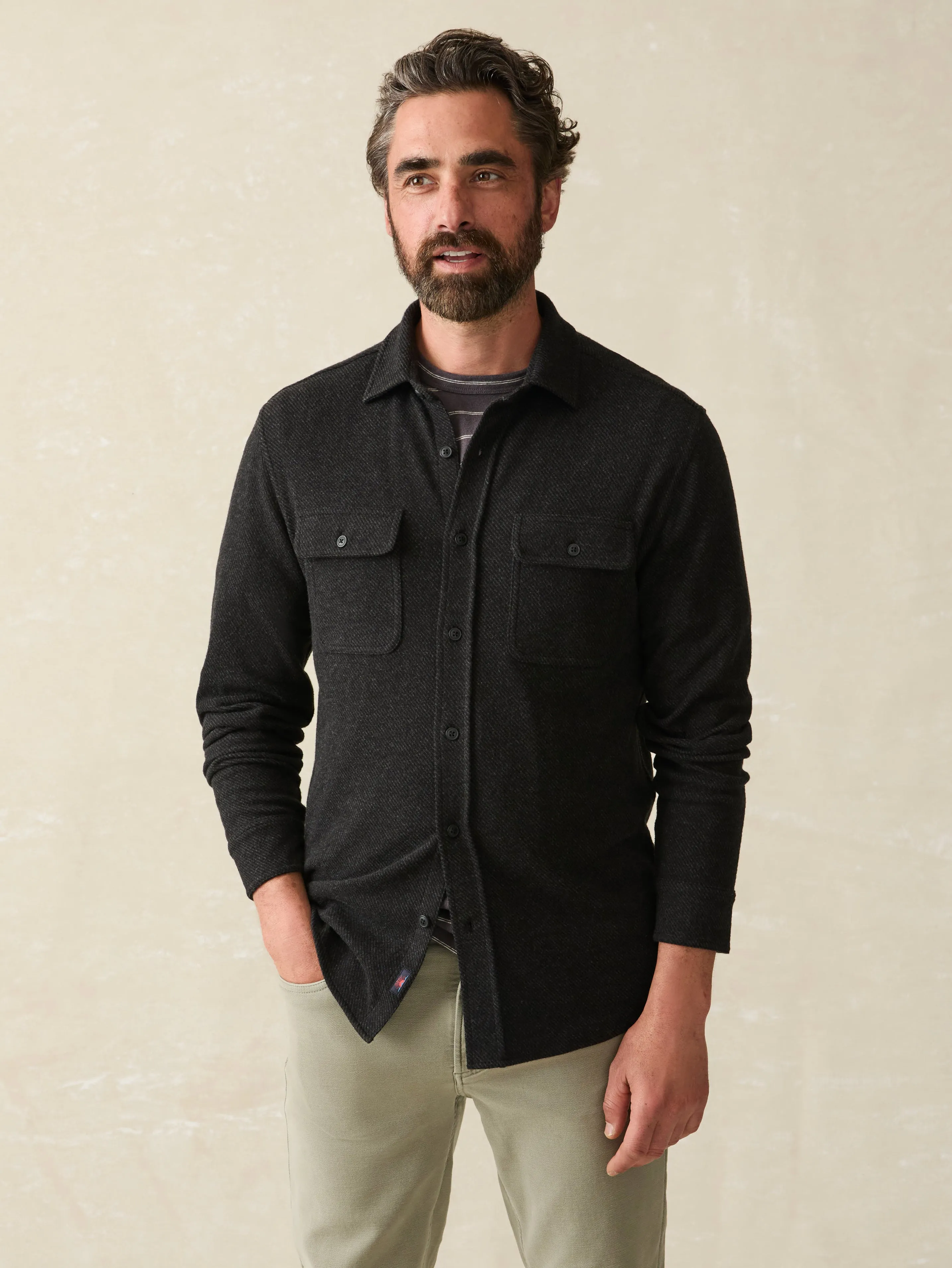 Legend™ Sweater Shirt - Heathered Black Twill sold by Faherty
