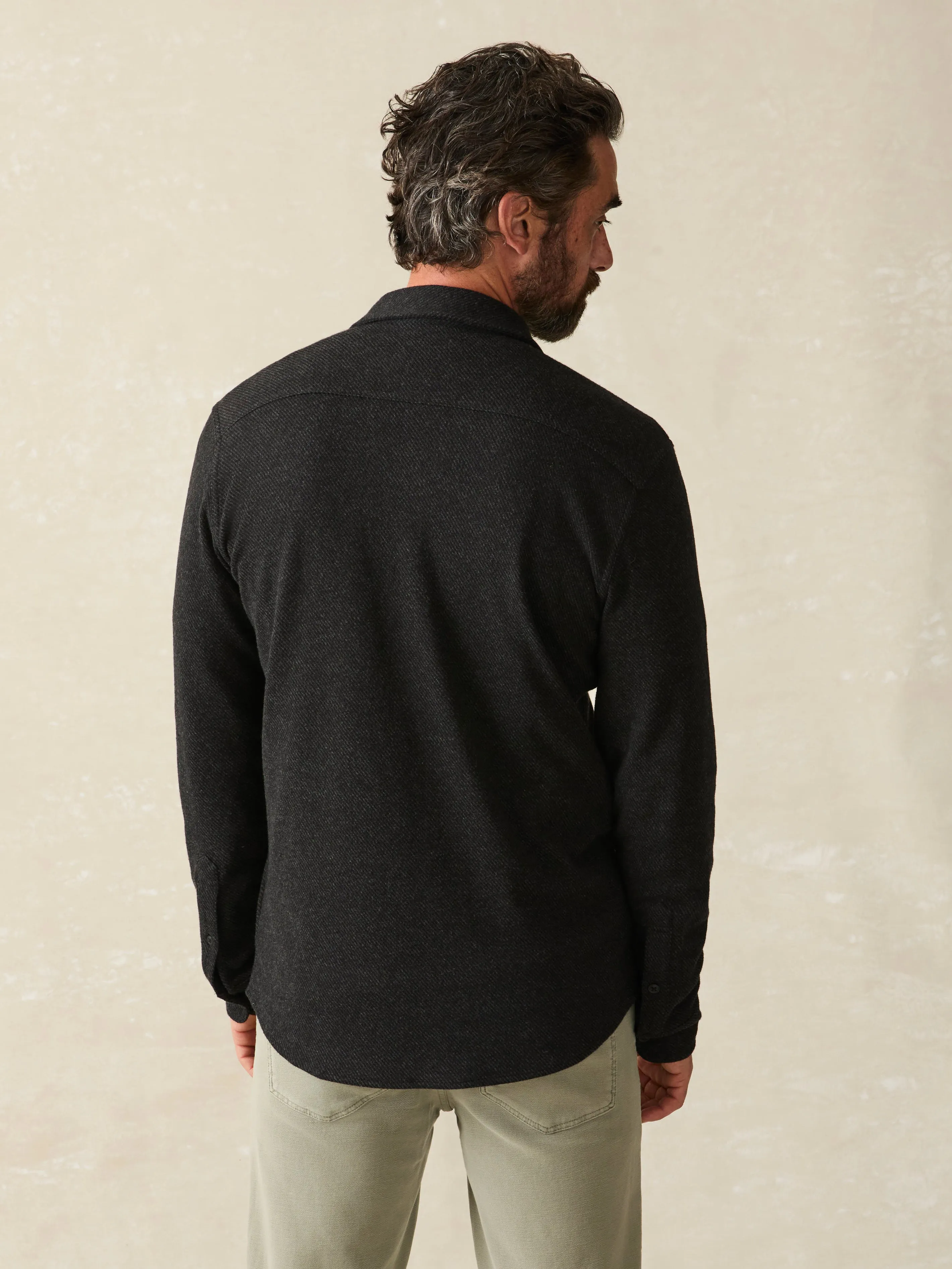Legend™ Sweater Shirt - Heathered Black Twill sold by Faherty product image thumbnail 5