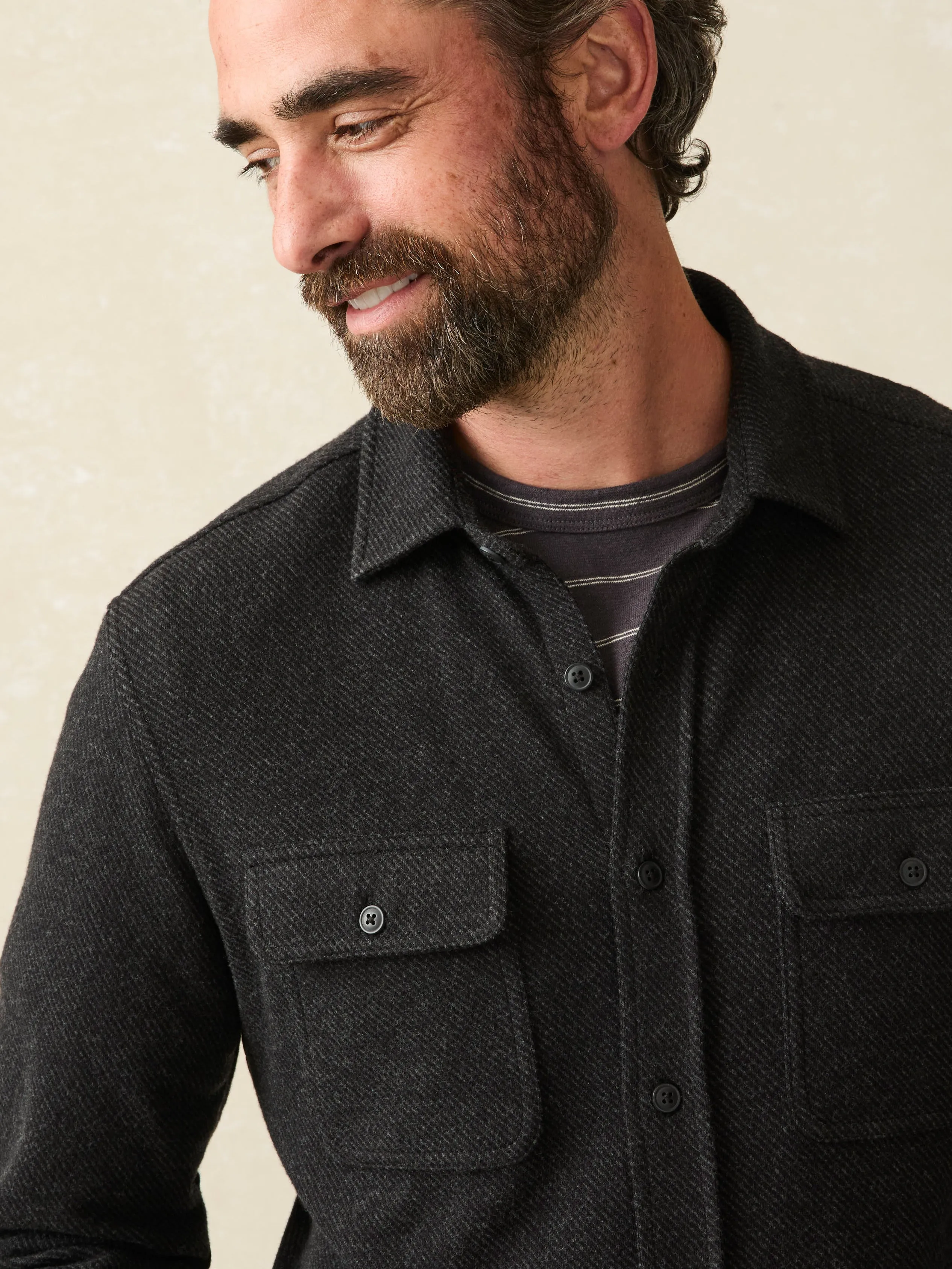 Legend™ Sweater Shirt - Heathered Black Twill sold by Faherty product image thumbnail 2