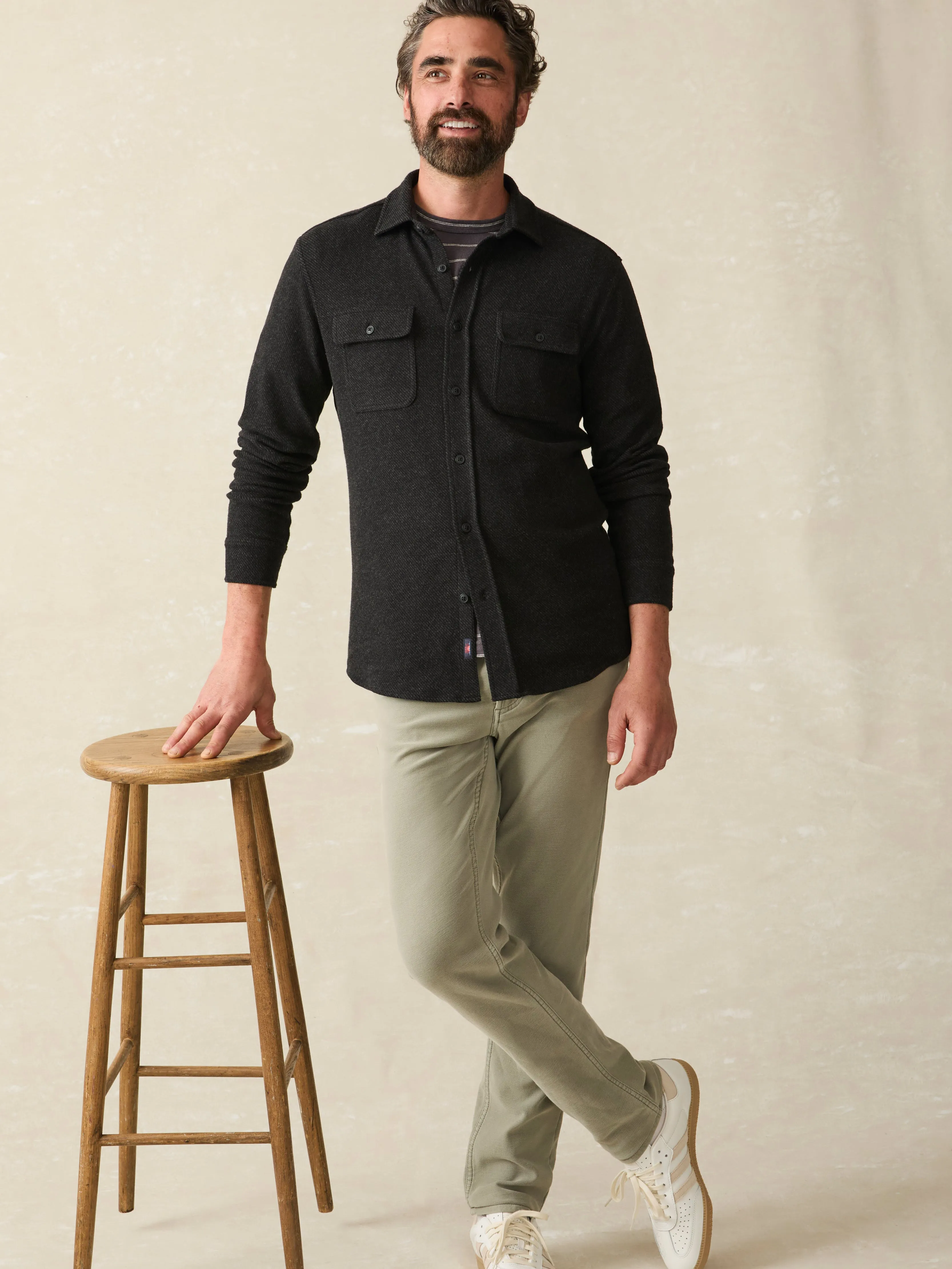 Legend™ Sweater Shirt - Heathered Black Twill sold by Faherty product image thumbnail 3