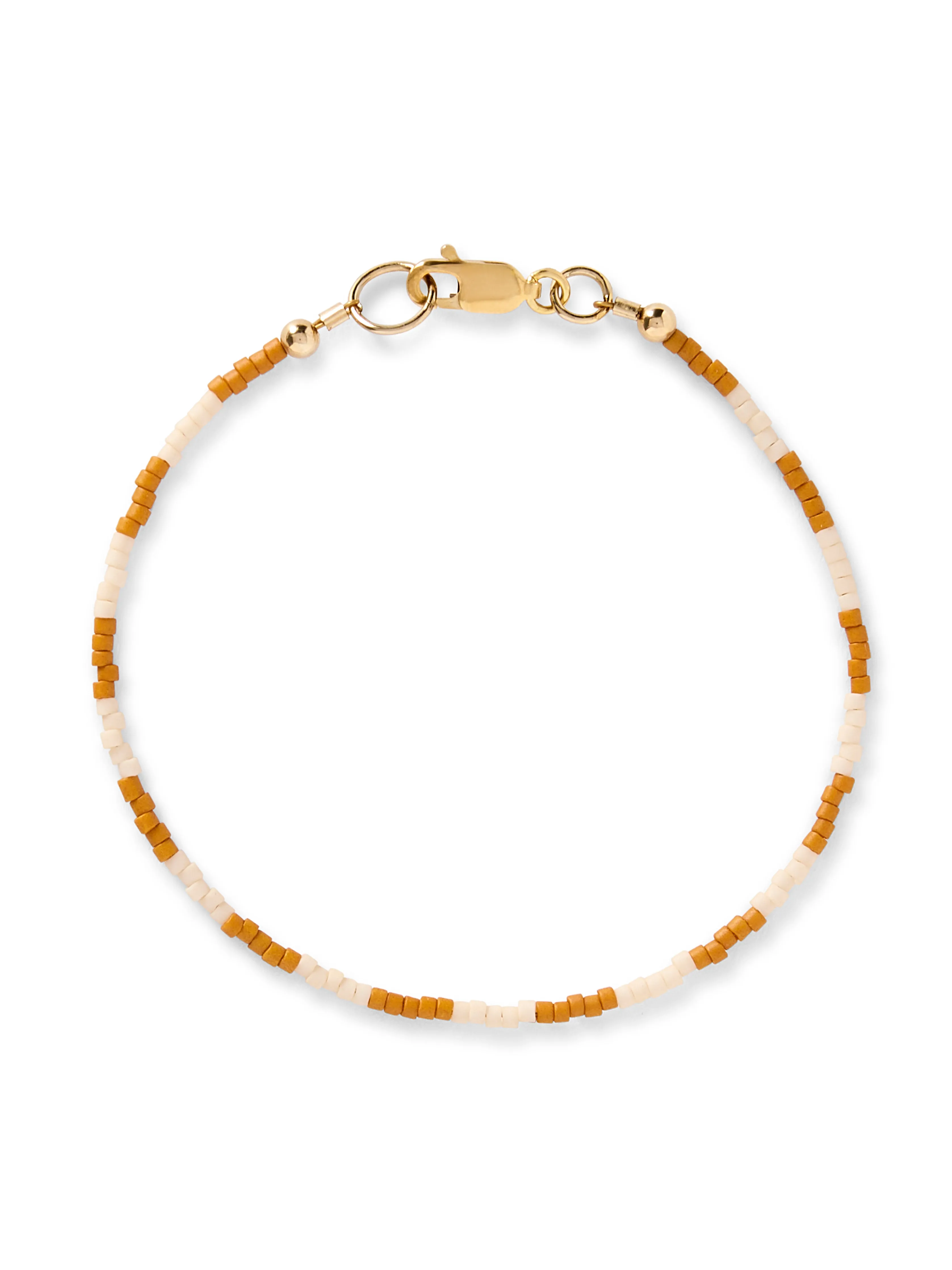 Faherty X Beyond The Sea Seed Bead Bracelet - Golden Ochre Stripe sold by Faherty
