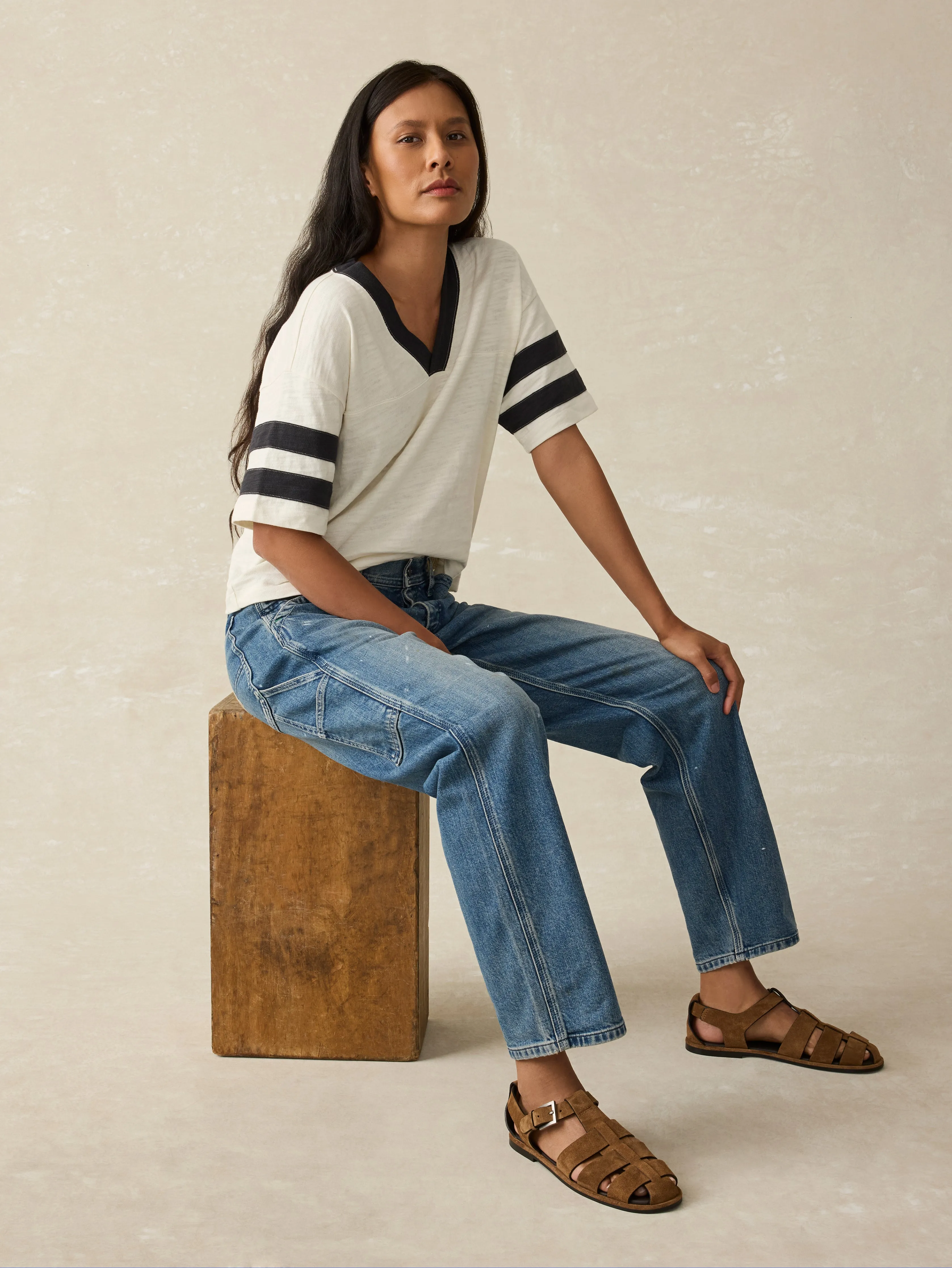 Sunwashed Slub Varsity Tee - Phantom Varsity sold by Faherty product image thumbnail 4