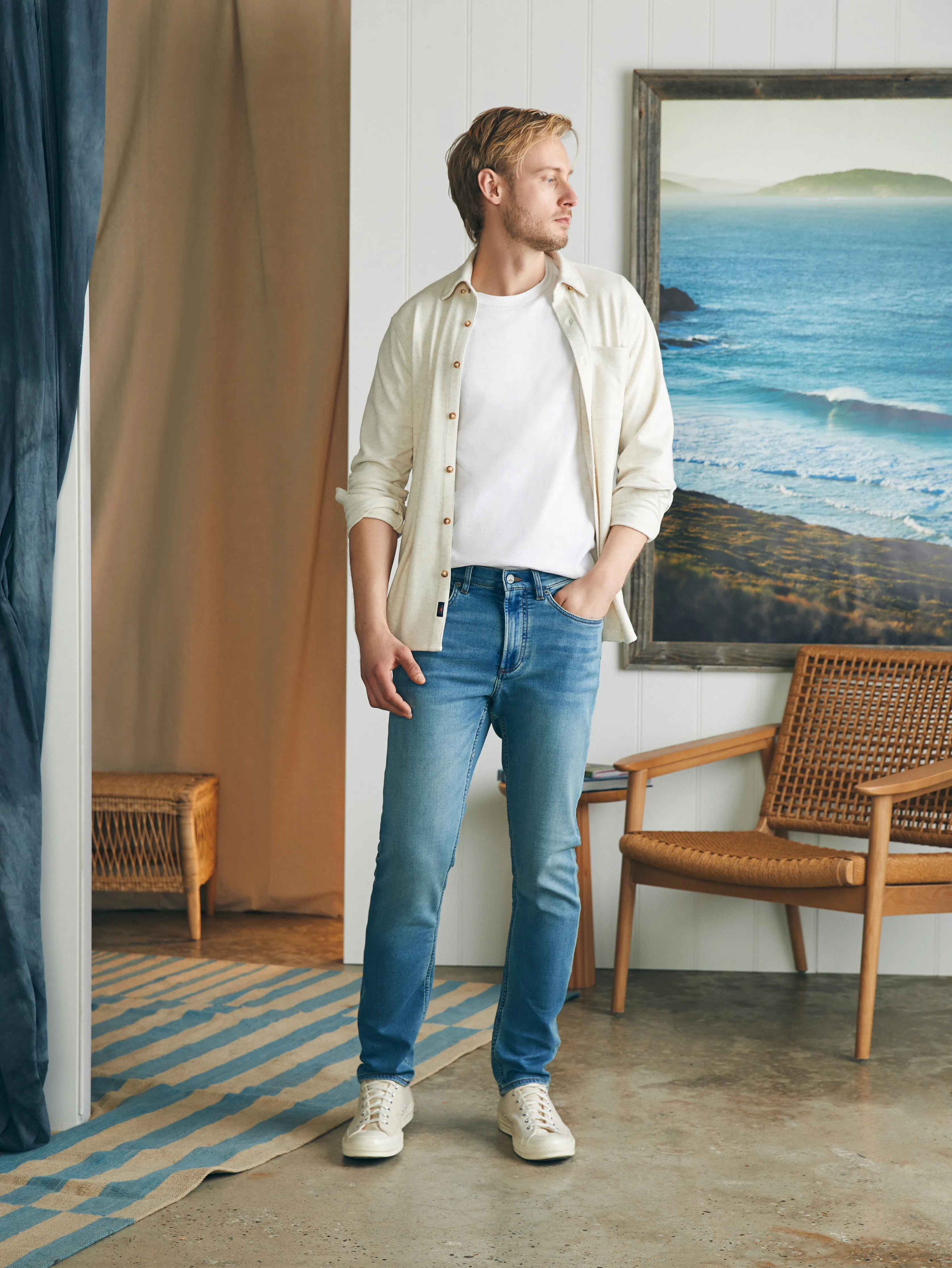 Stretch Terry Indigo 5-Pocket Pant (30" Inseam) - Eastern Shore sold by Faherty product image thumbnail 3