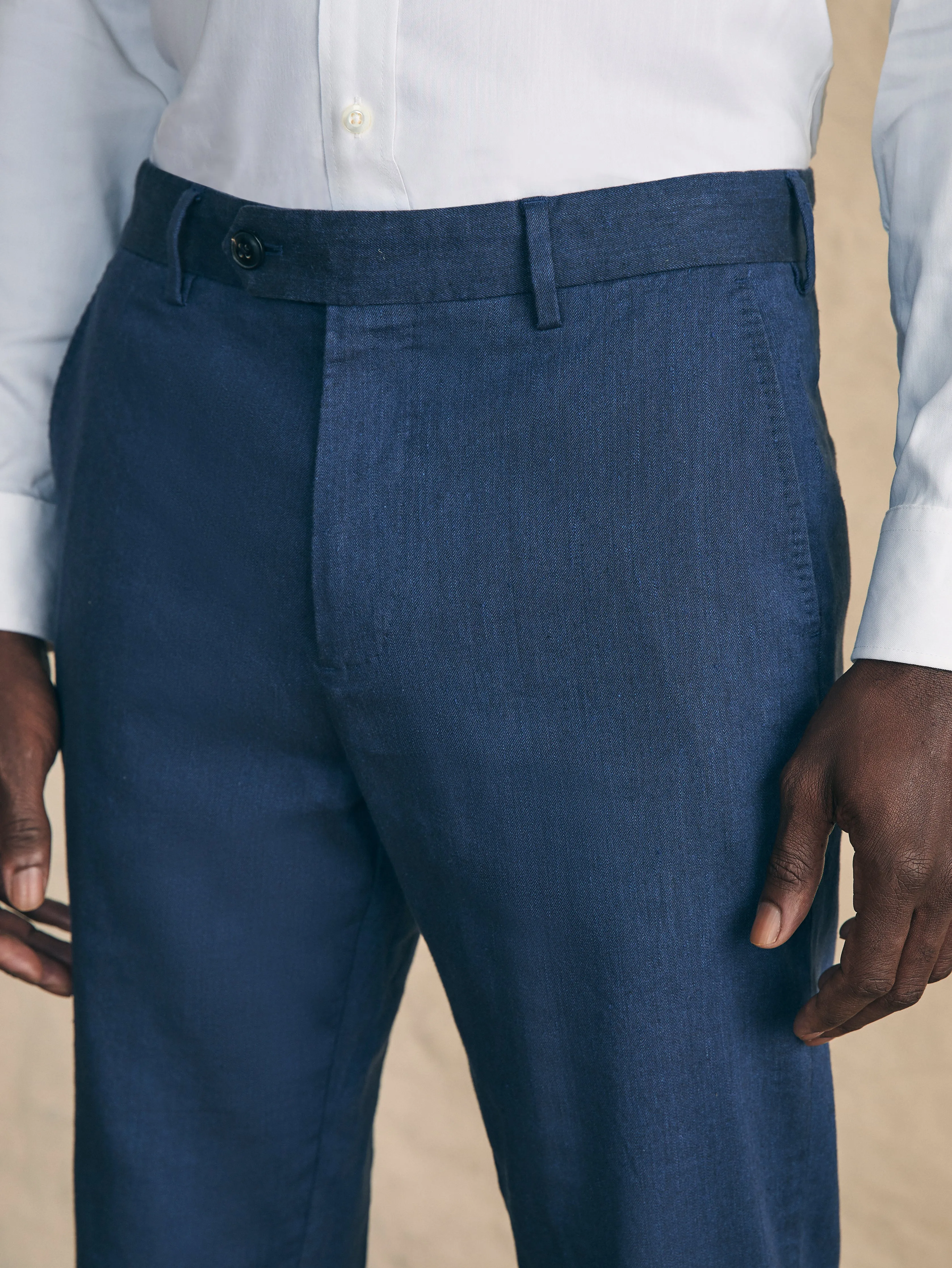 Movement™ Flex Linen Trouser - Deep Sea Navy sold by Faherty product image thumbnail 2