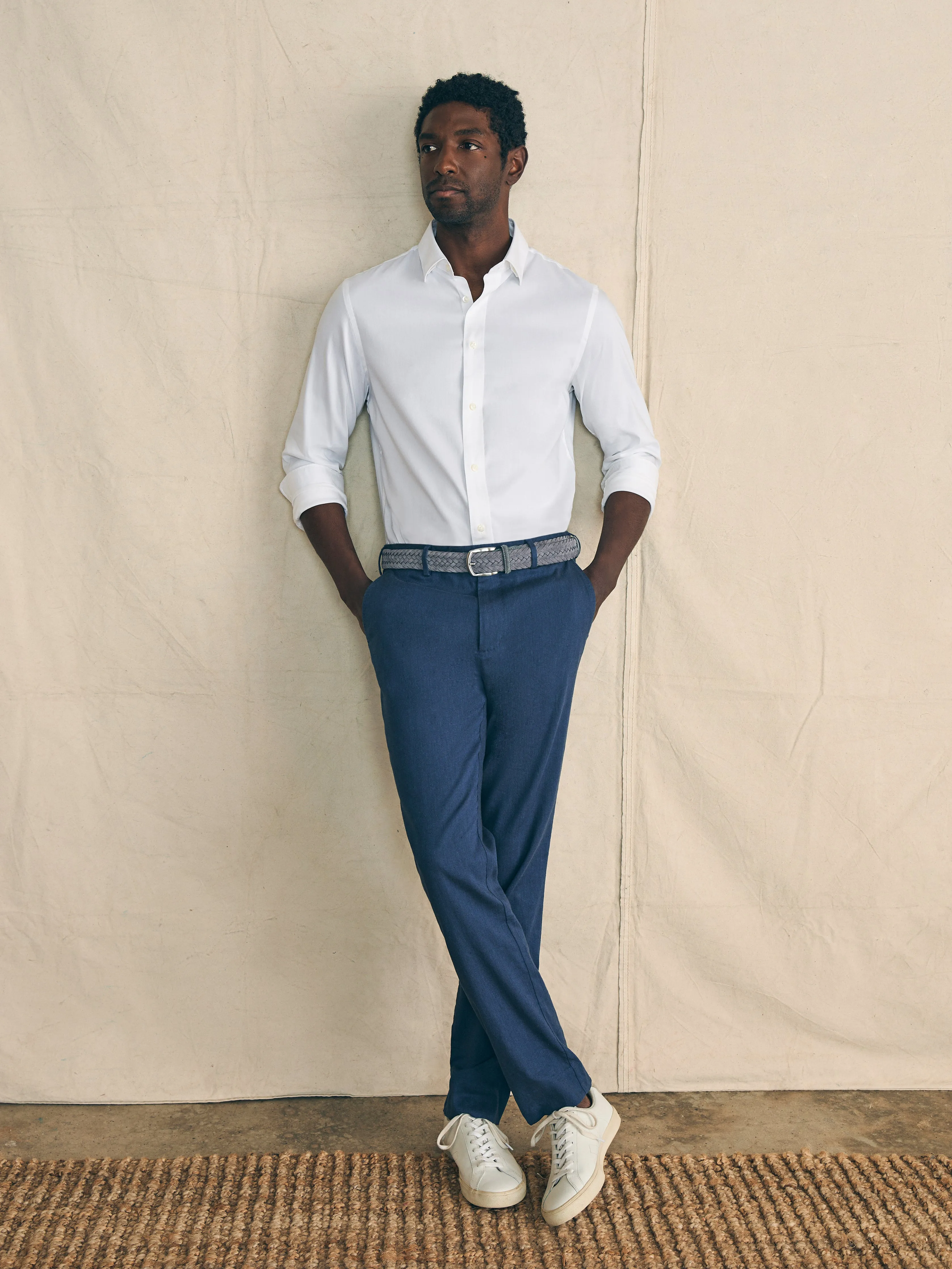 Movement™ Flex Linen Trouser - Deep Sea Navy sold by Faherty product image thumbnail 5