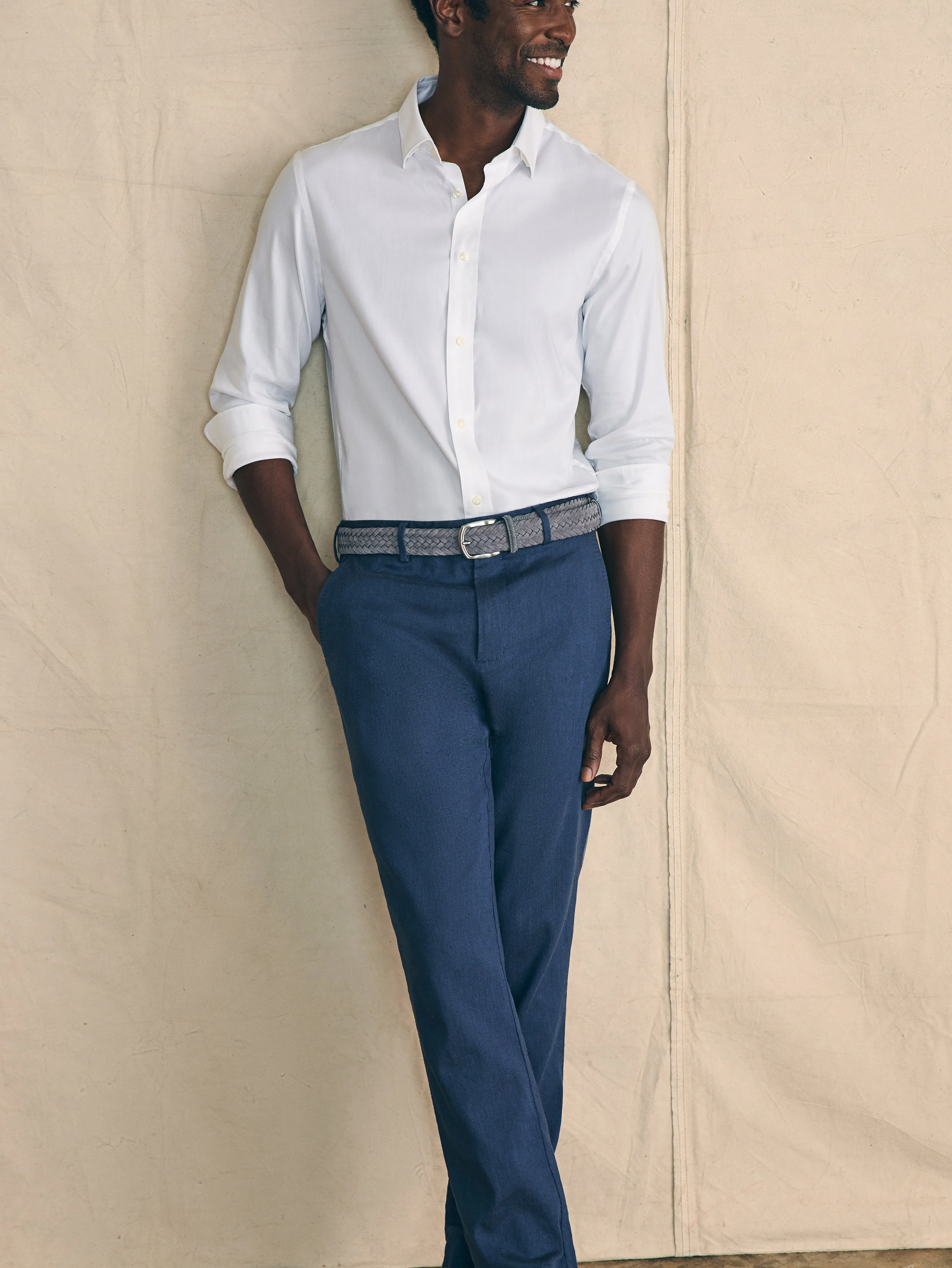 Movement™ Flex Linen Trouser - Deep Sea Navy sold by Faherty product image thumbnail 4