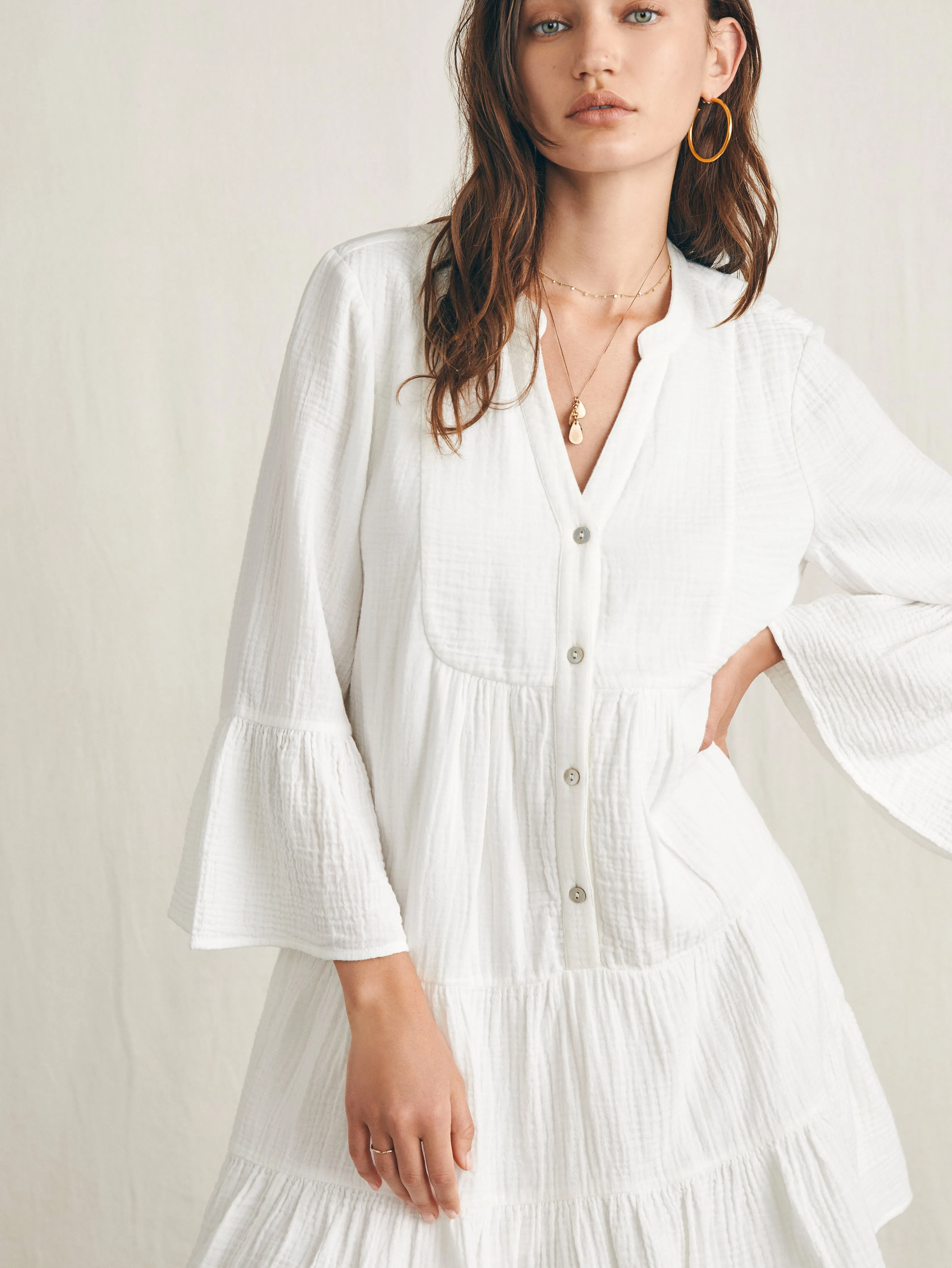 Dune Cotton Gauze Kasey Dress - White sold by Faherty product image thumbnail 2