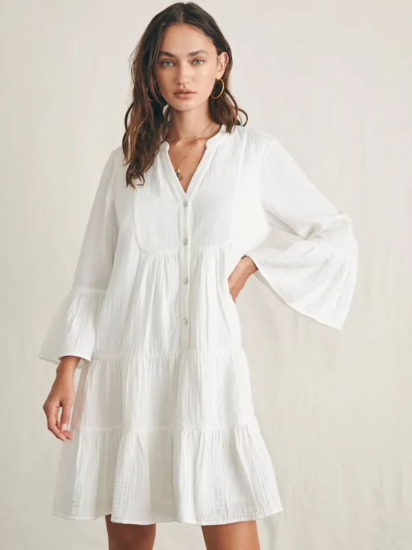 Dune Cotton Gauze Kasey Dress - White sold by Faherty