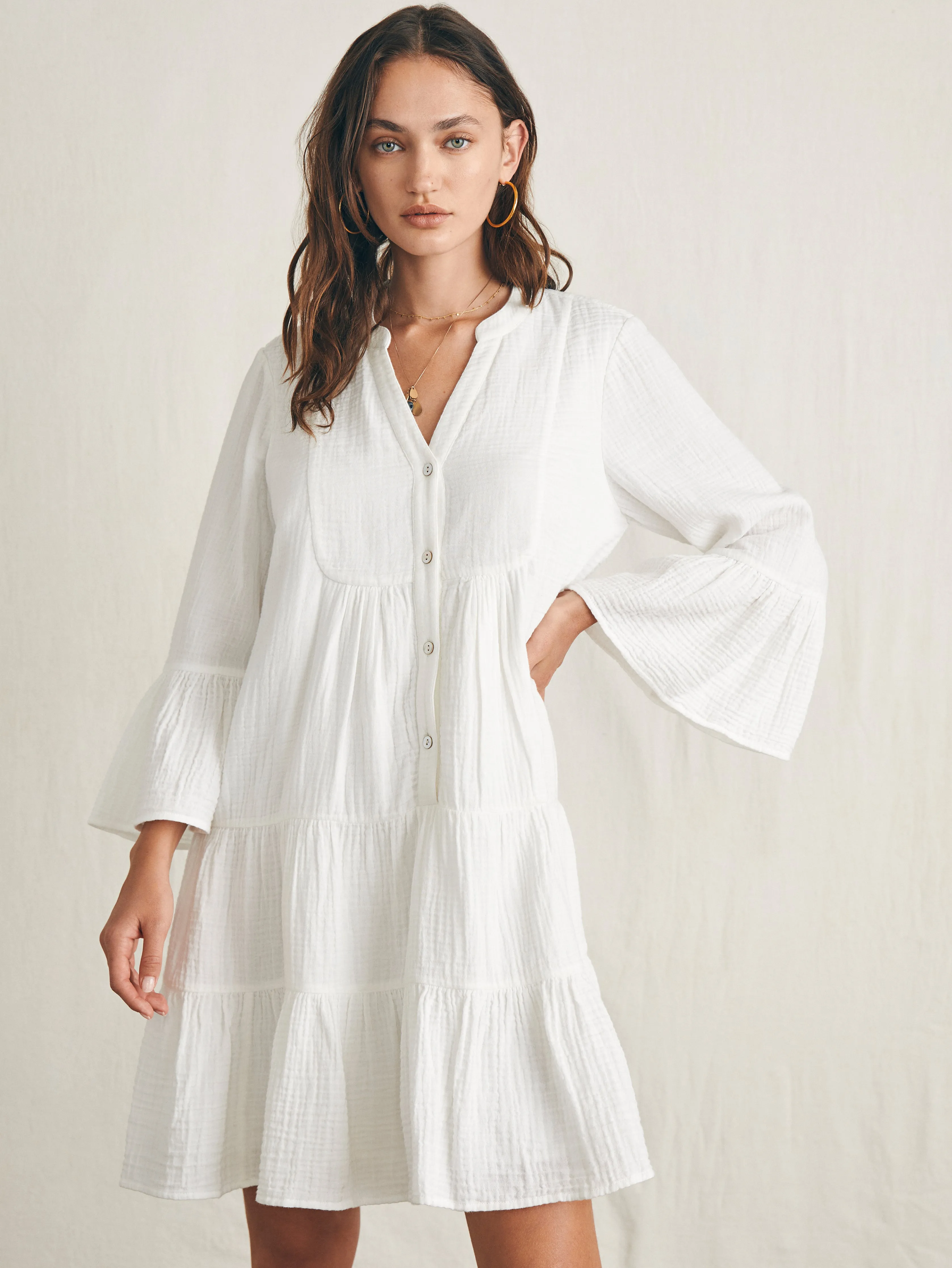 Dune Cotton Gauze Kasey Dress - White sold by Faherty