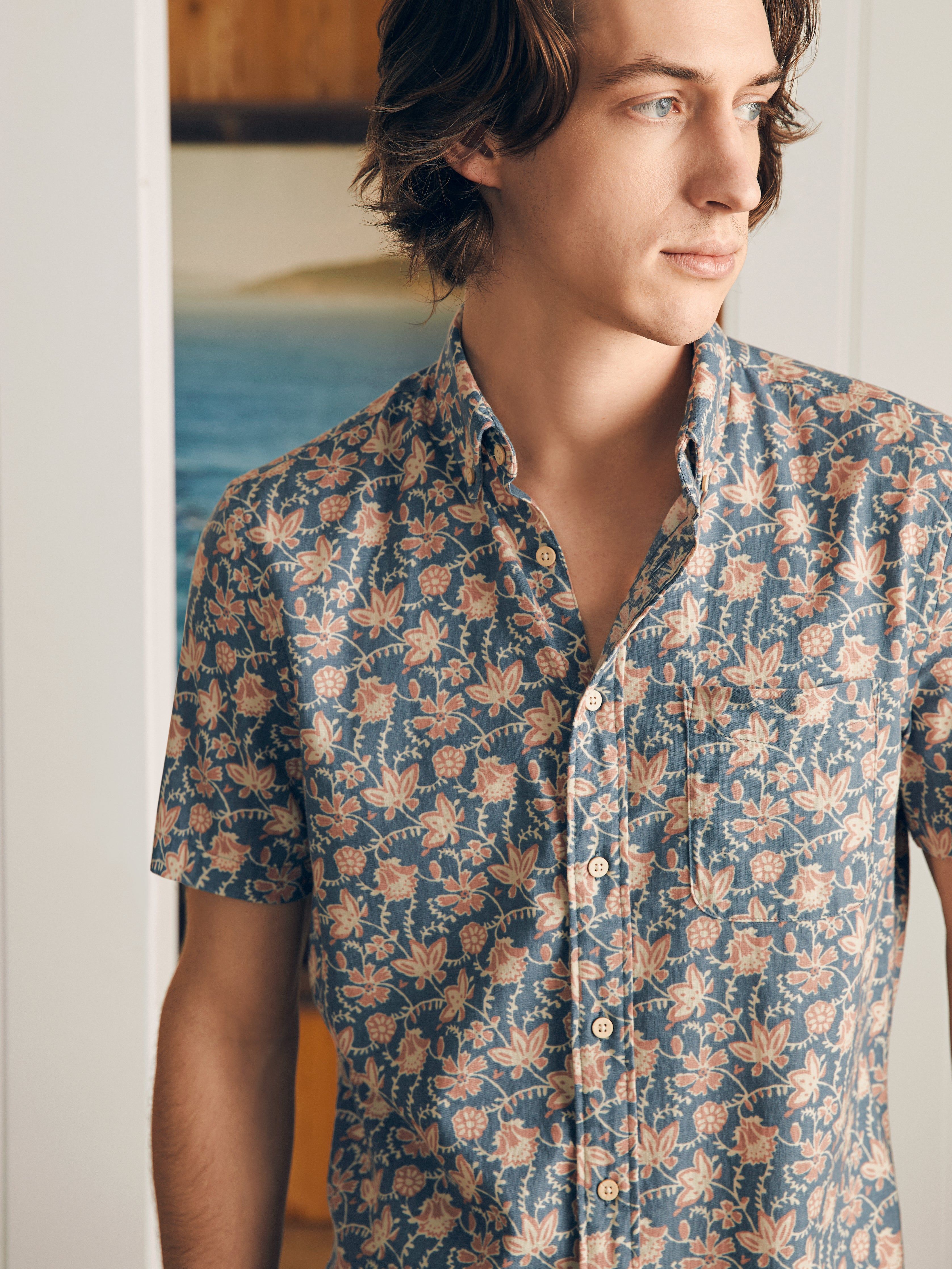 Short-Sleeve Breeze Shirt - Faded Floral Batik sold by Faherty product image thumbnail 2