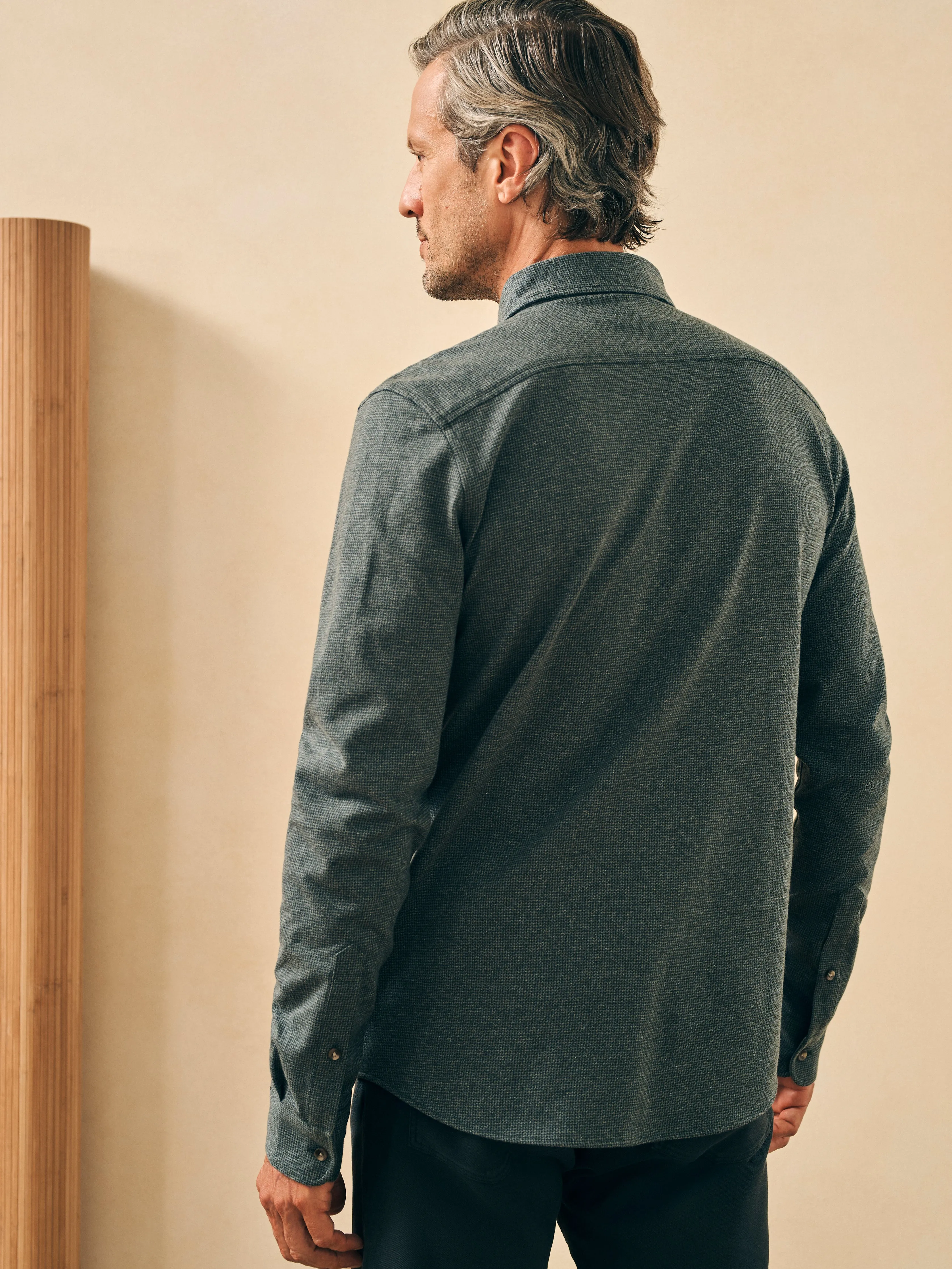 Houndstooth Knit Shirt - Charcoal Houndstooth sold by Faherty product image thumbnail 4