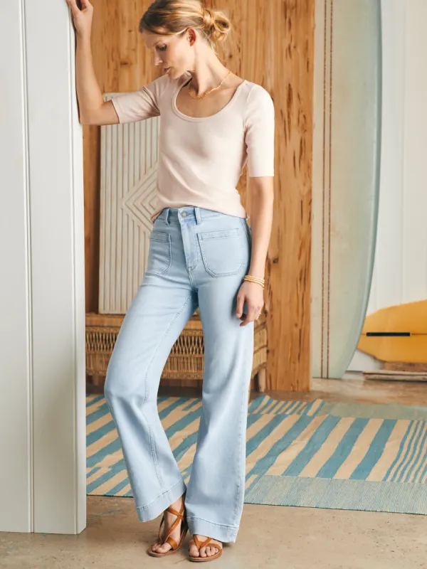 Stretch Terry Patch Pocket Pant - Clearlake Wash sold by Faherty