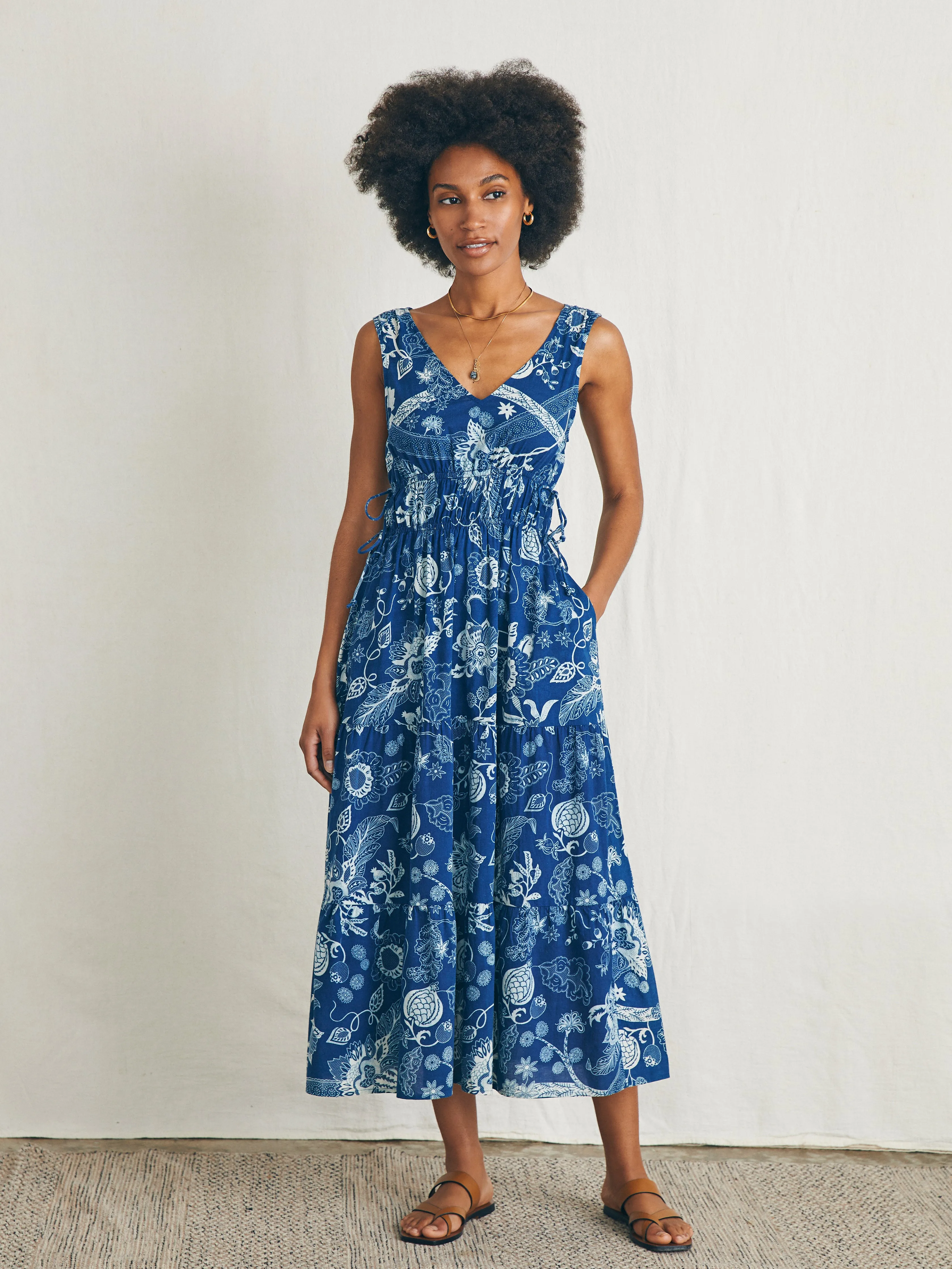 Sandbar Maxi Dress - Blue Kenji Floral sold by Faherty