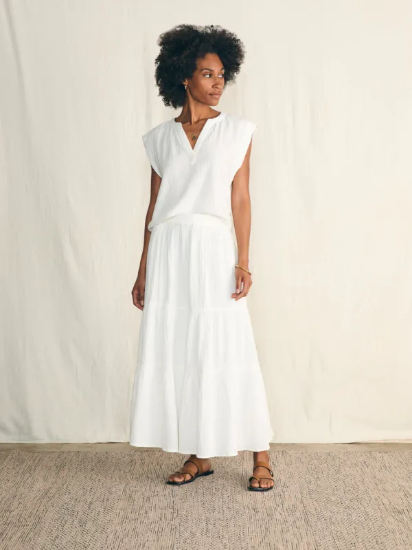 Dream Cotton Gauze Valentina Skirt - White sold by Faherty