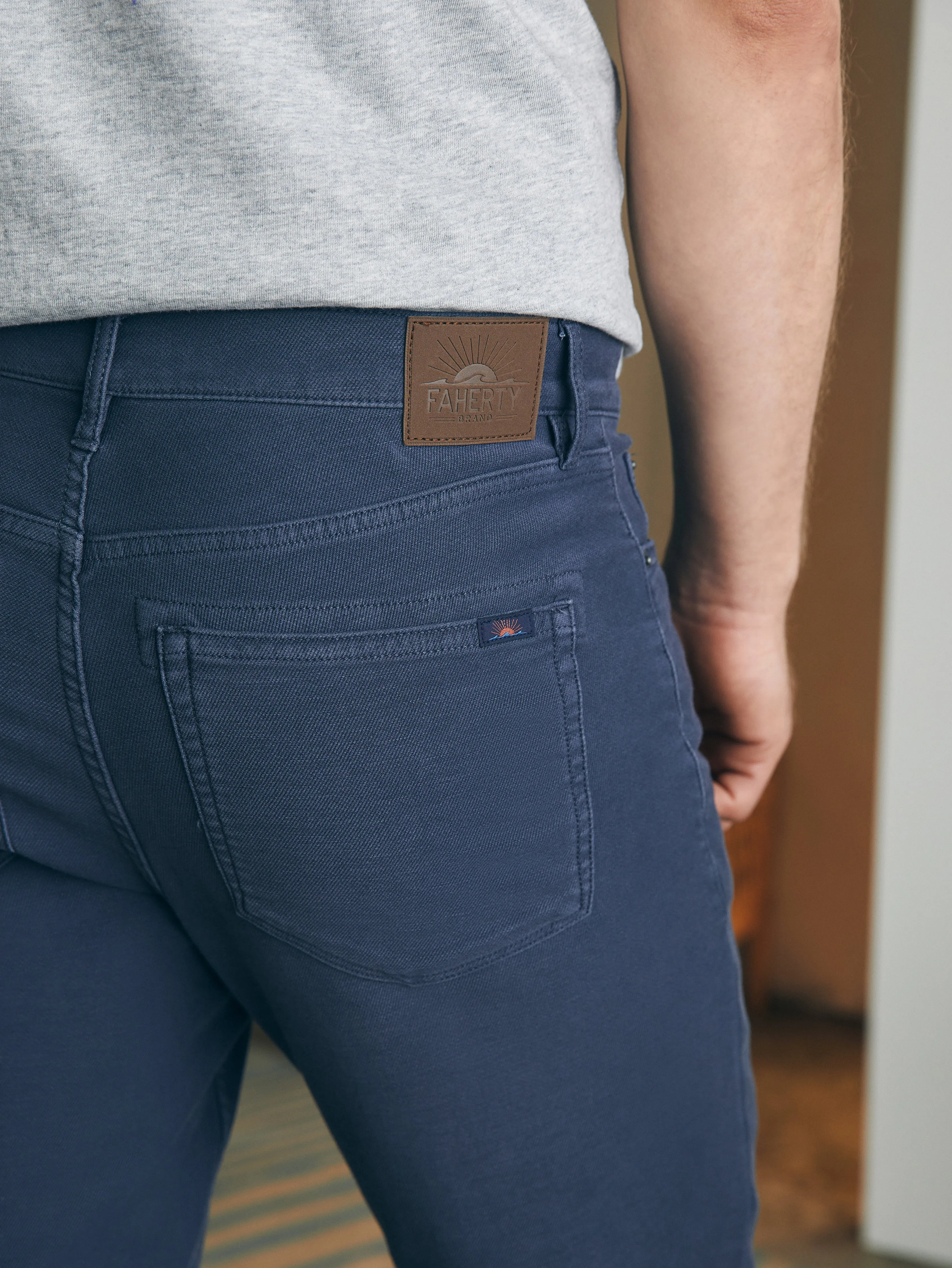 Stretch Terry 5-Pocket Pant (32" Inseam) - Navy sold by Faherty product image thumbnail 4