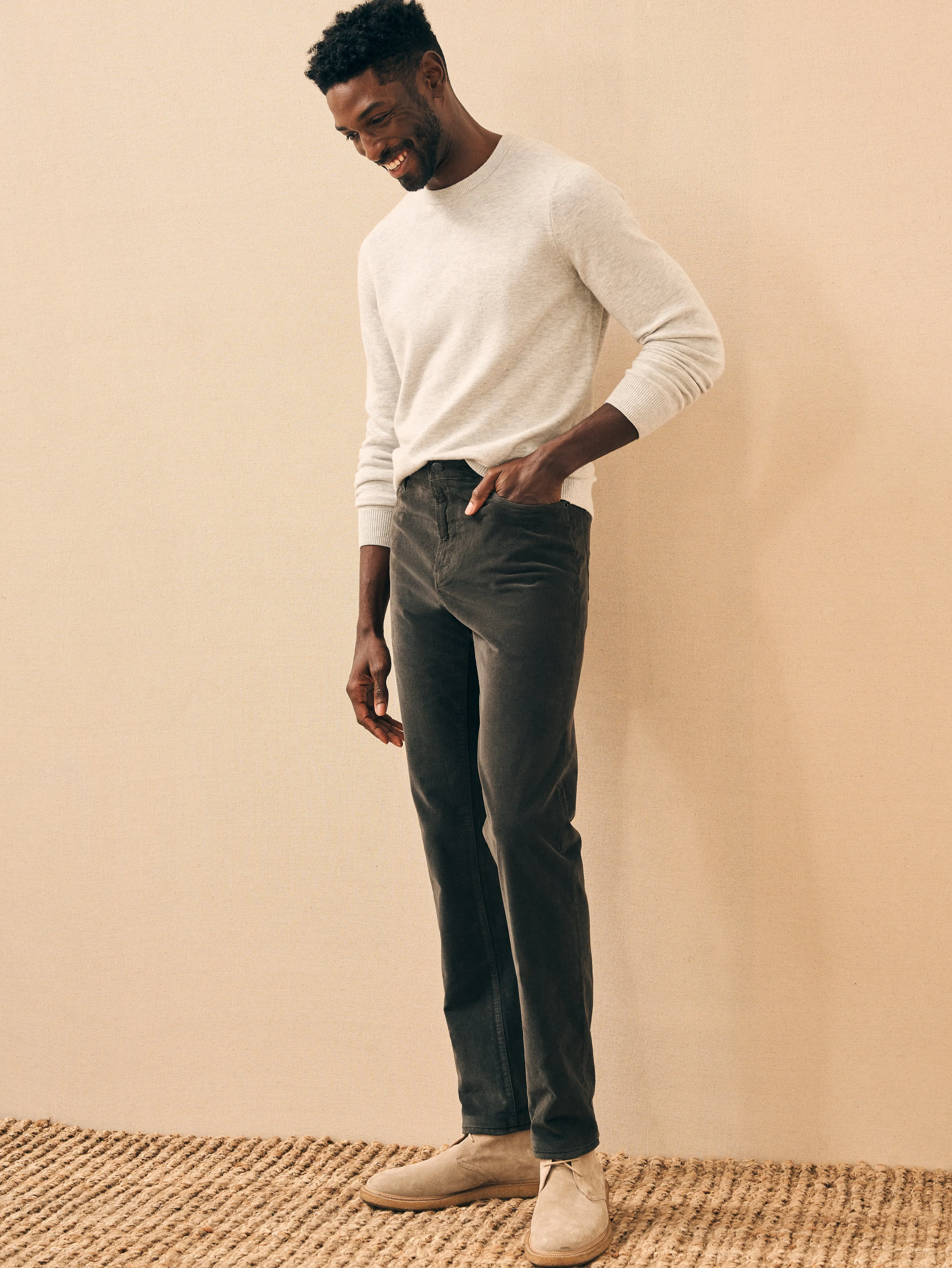 Stretch Corduroy 5-Pocket Pant (34" Inseam) - Washed Black sold by Faherty product image thumbnail 2