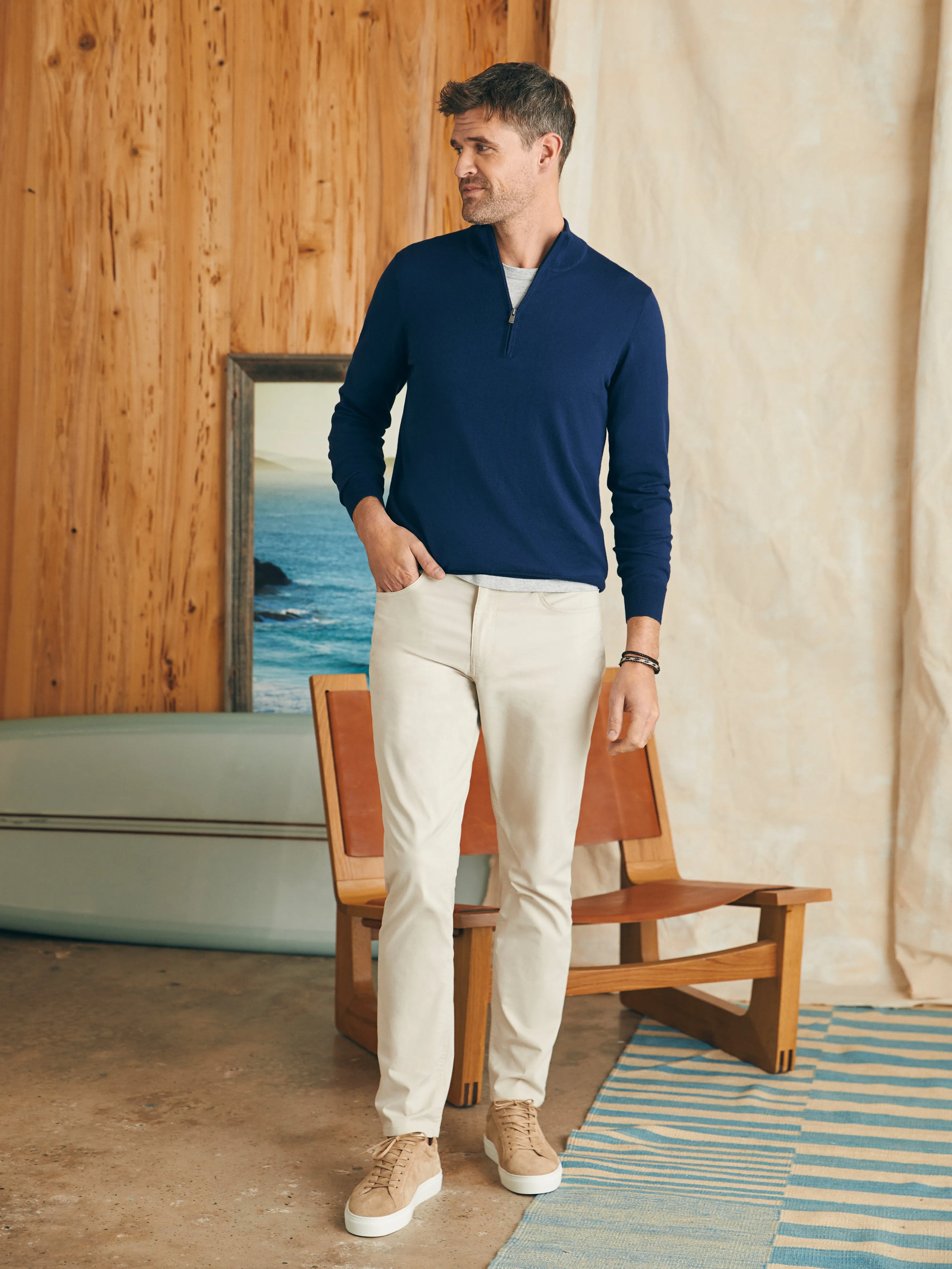 Movement™ Quarter Zip Sweater (Tall) - Marine Navy Heather sold by Faherty