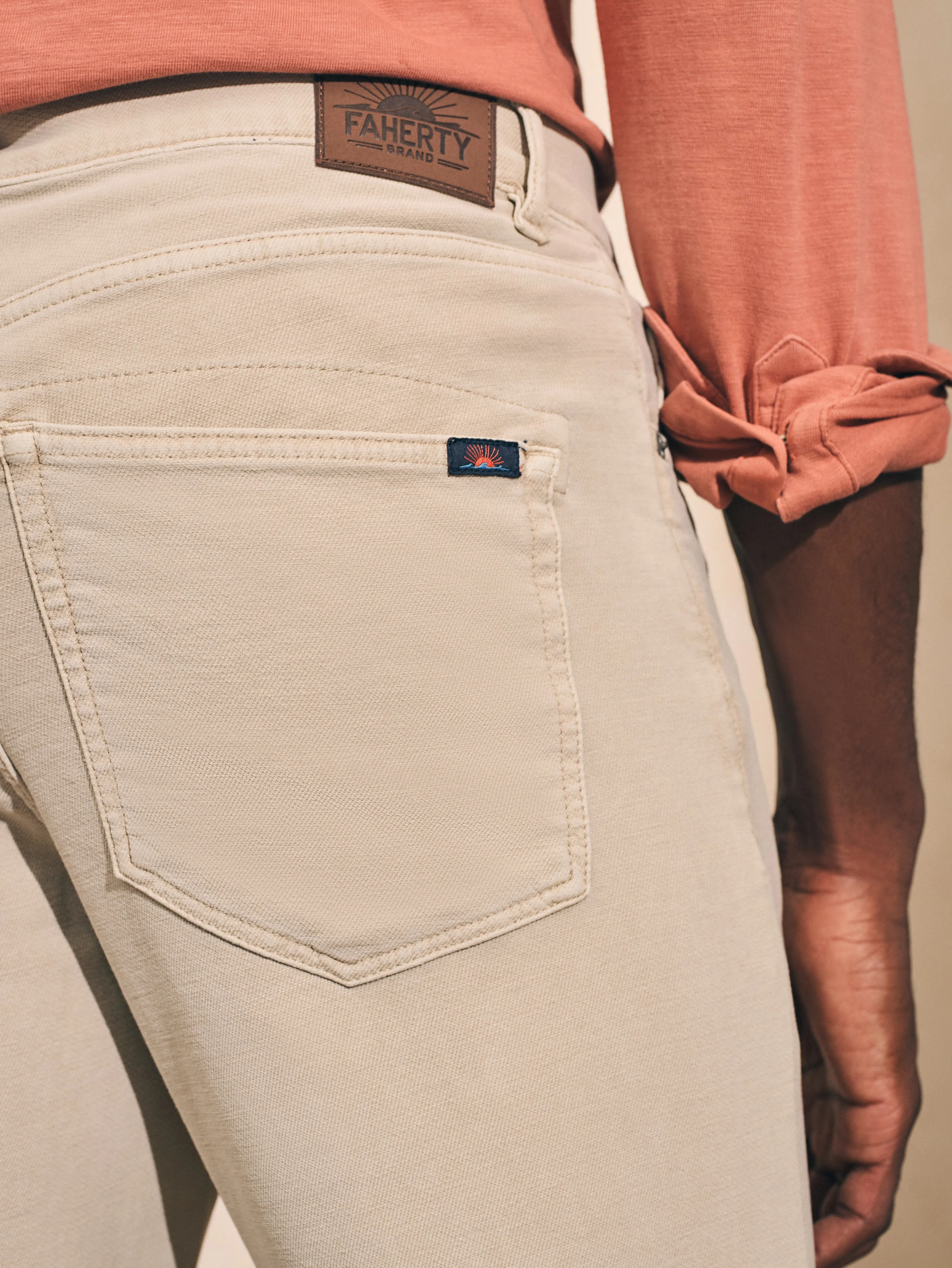 Stretch Terry 5-Pocket Pant (30" Inseam) - Stone sold by Faherty product image thumbnail 4