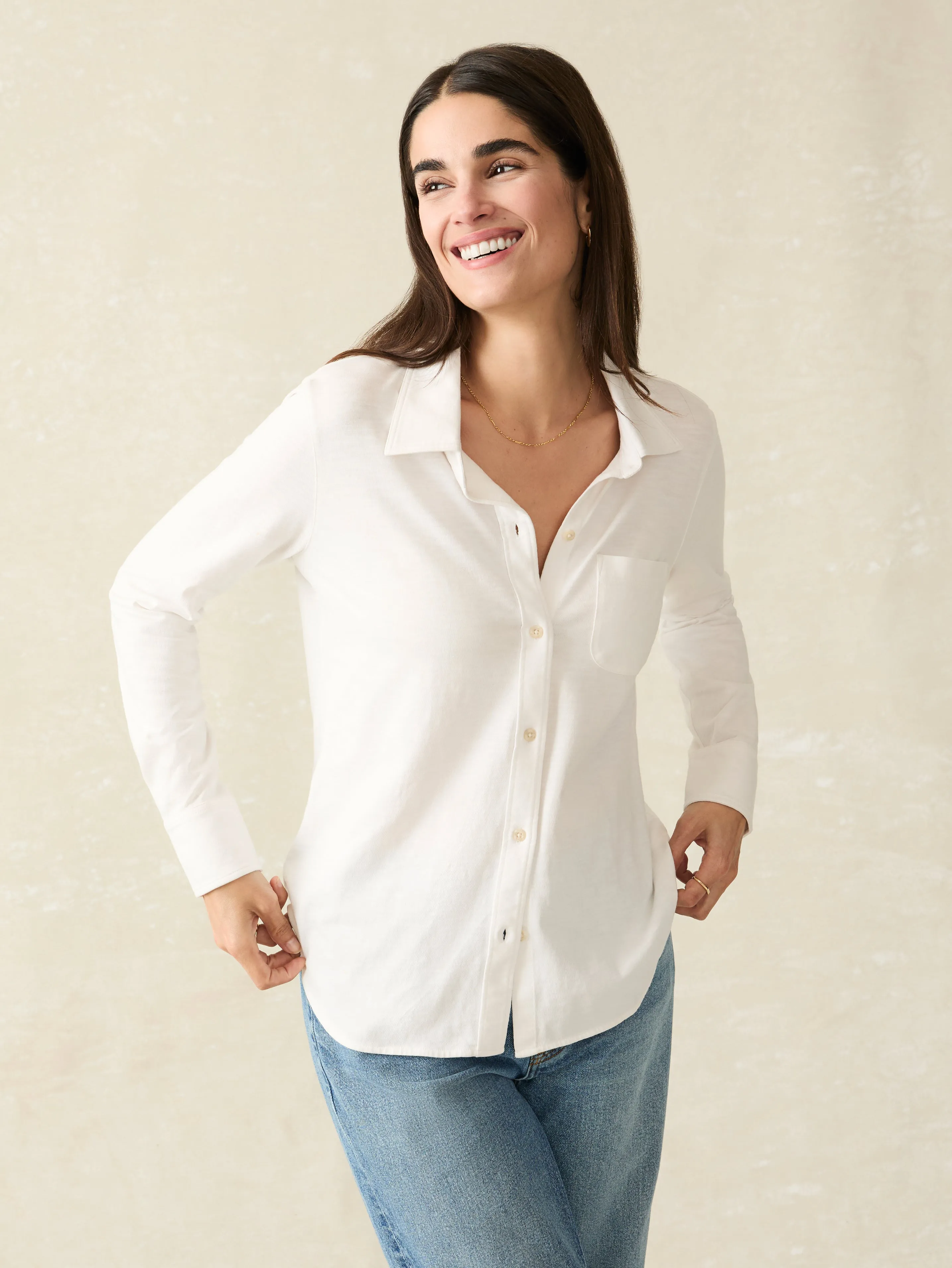 Sunwashed Knit Shirt - White sold by Faherty product image thumbnail 4