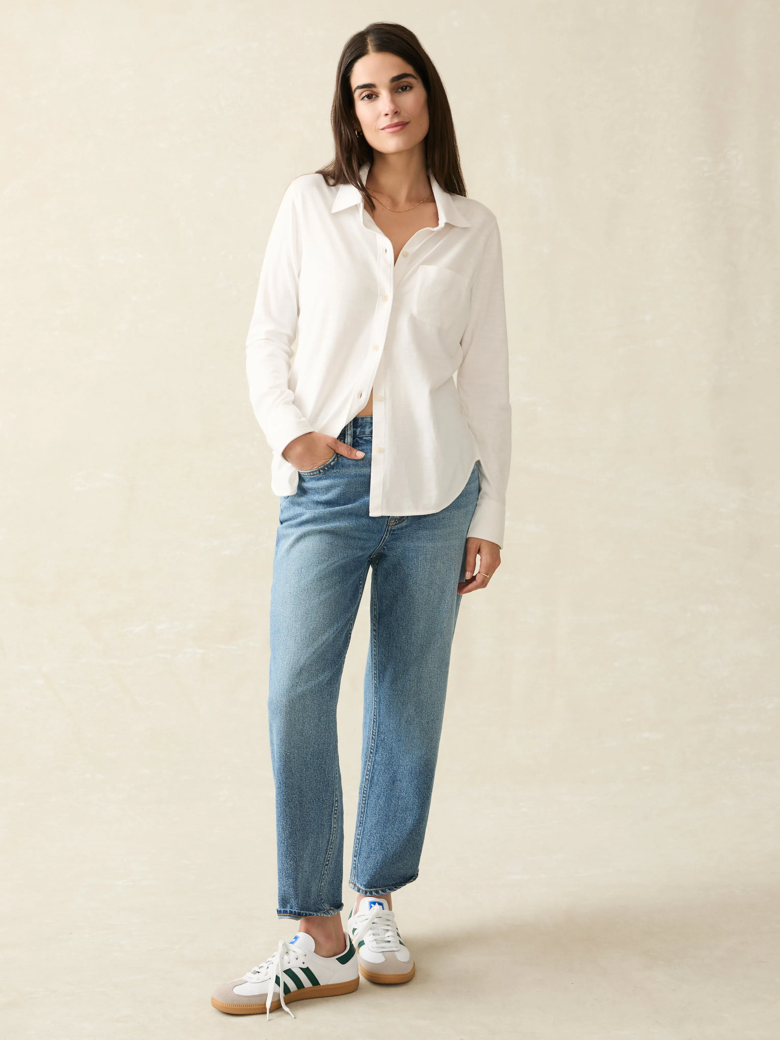 Sunwashed Knit Shirt - White sold by Faherty product image thumbnail 3