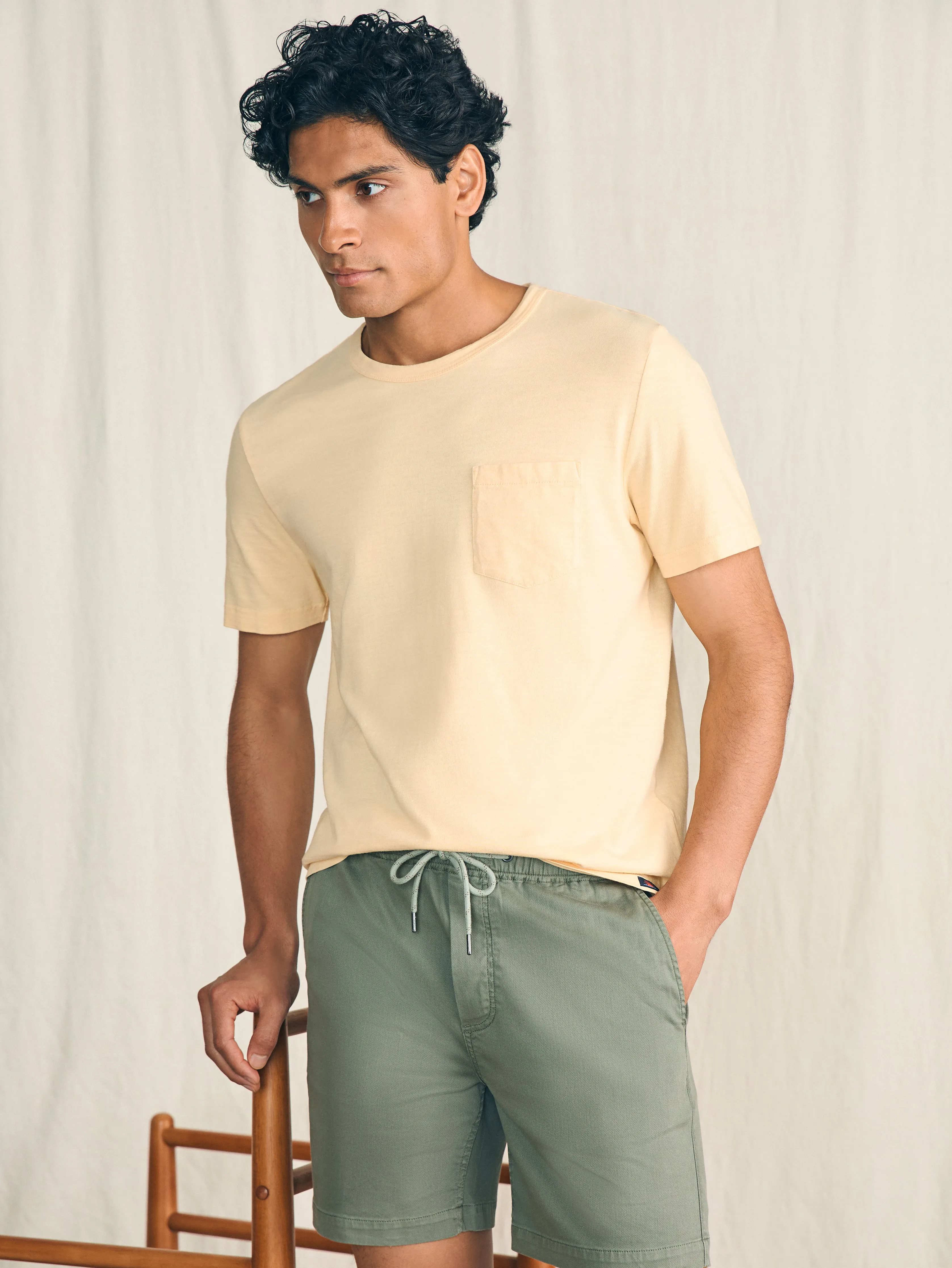 Essential Drawstring Short (6.5" Inseam) - Spring Olive sold by Faherty product image thumbnail 3