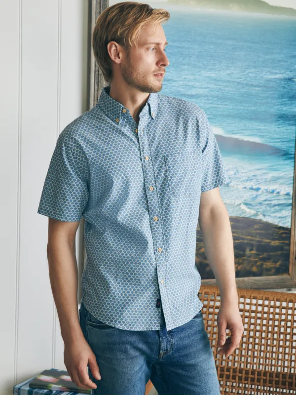 Short-Sleeve Stretch Playa Shirt (Tall) - Fishscale Redux sold by Faherty