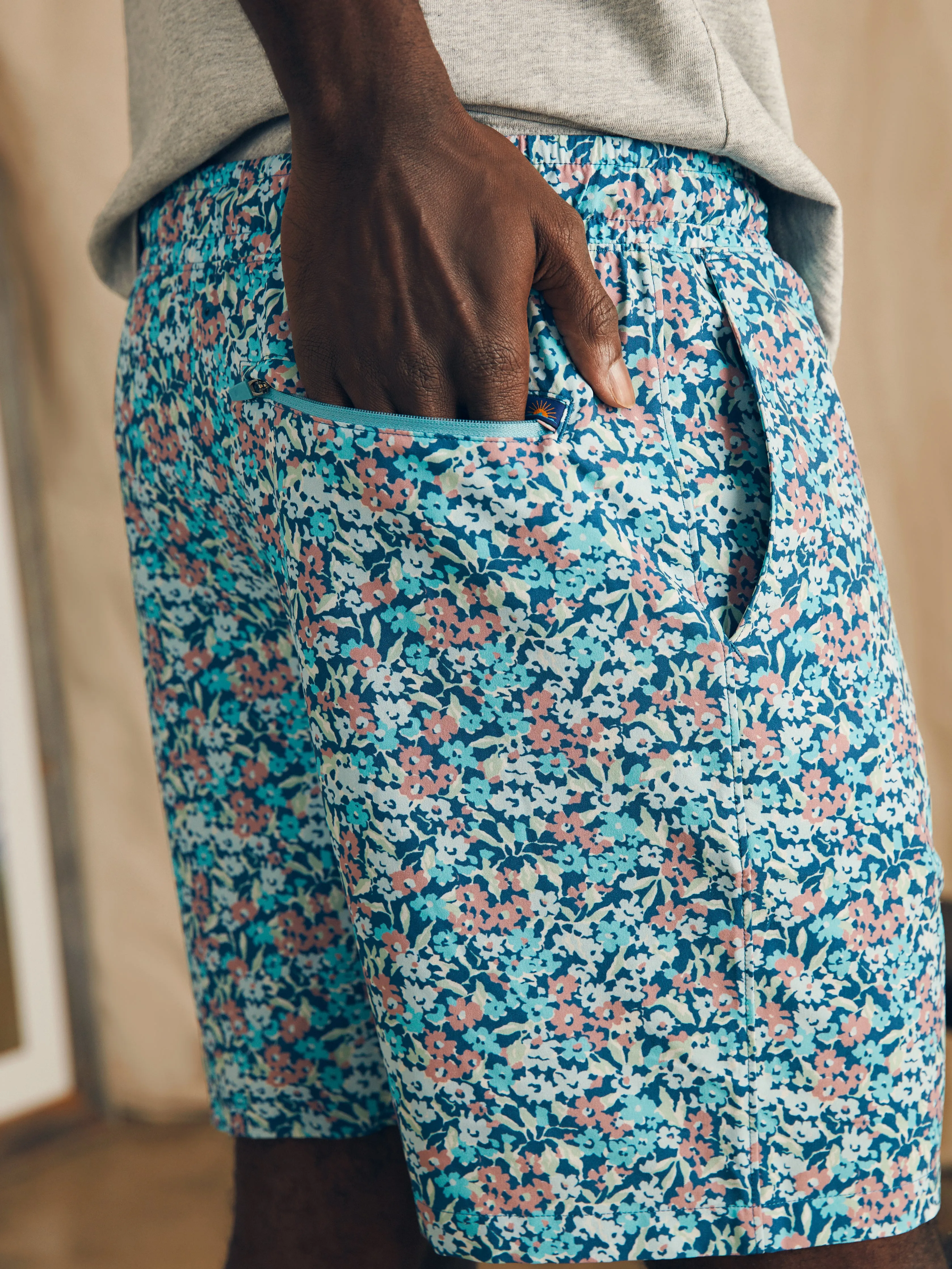 Shorelite Active Swim Short (7" Inseam) - Seafoam Beach Blossom sold by Faherty product image thumbnail 2