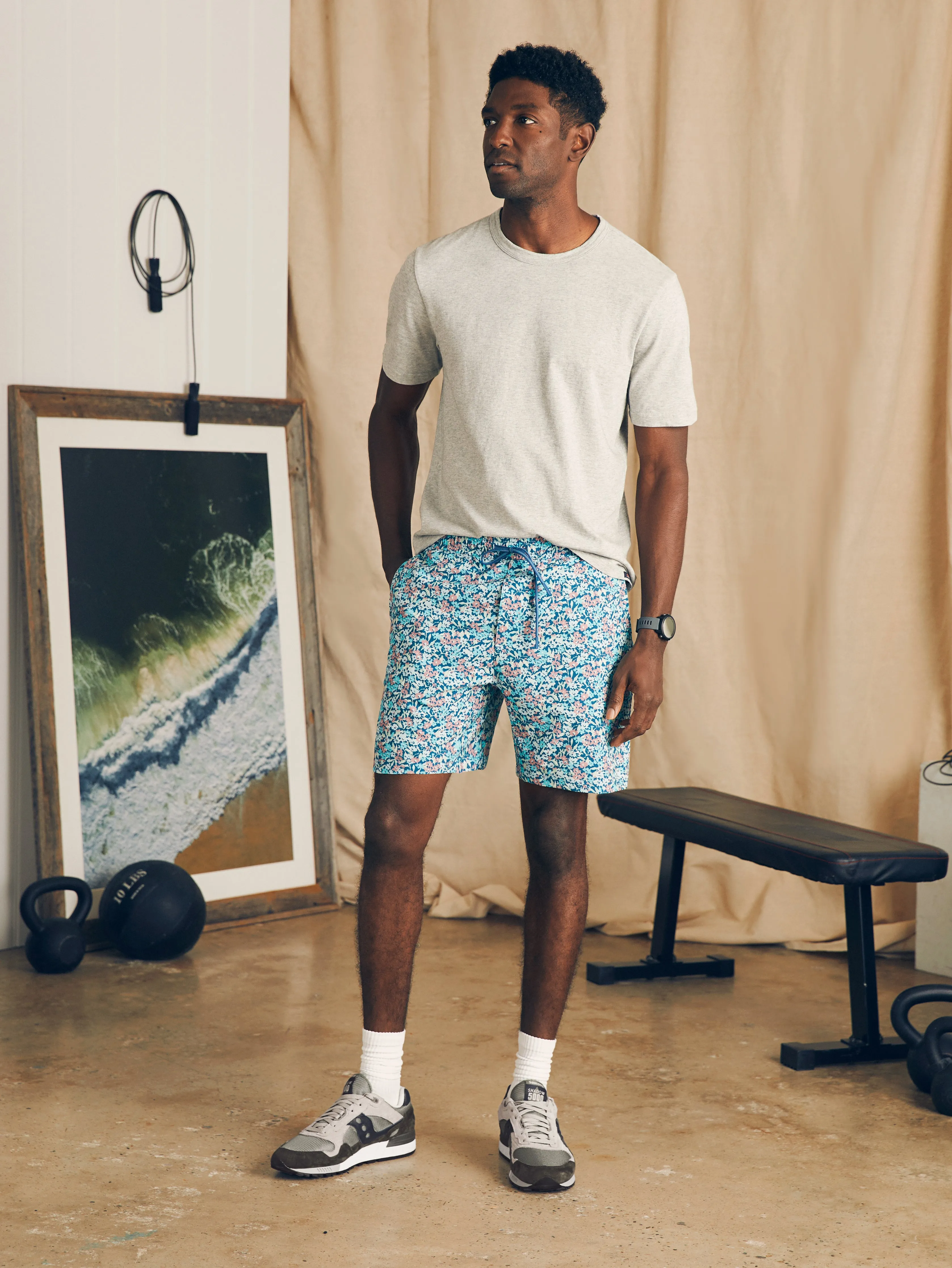 Shorelite Active Swim Short (7" Inseam) - Seafoam Beach Blossom sold by Faherty product image thumbnail 4