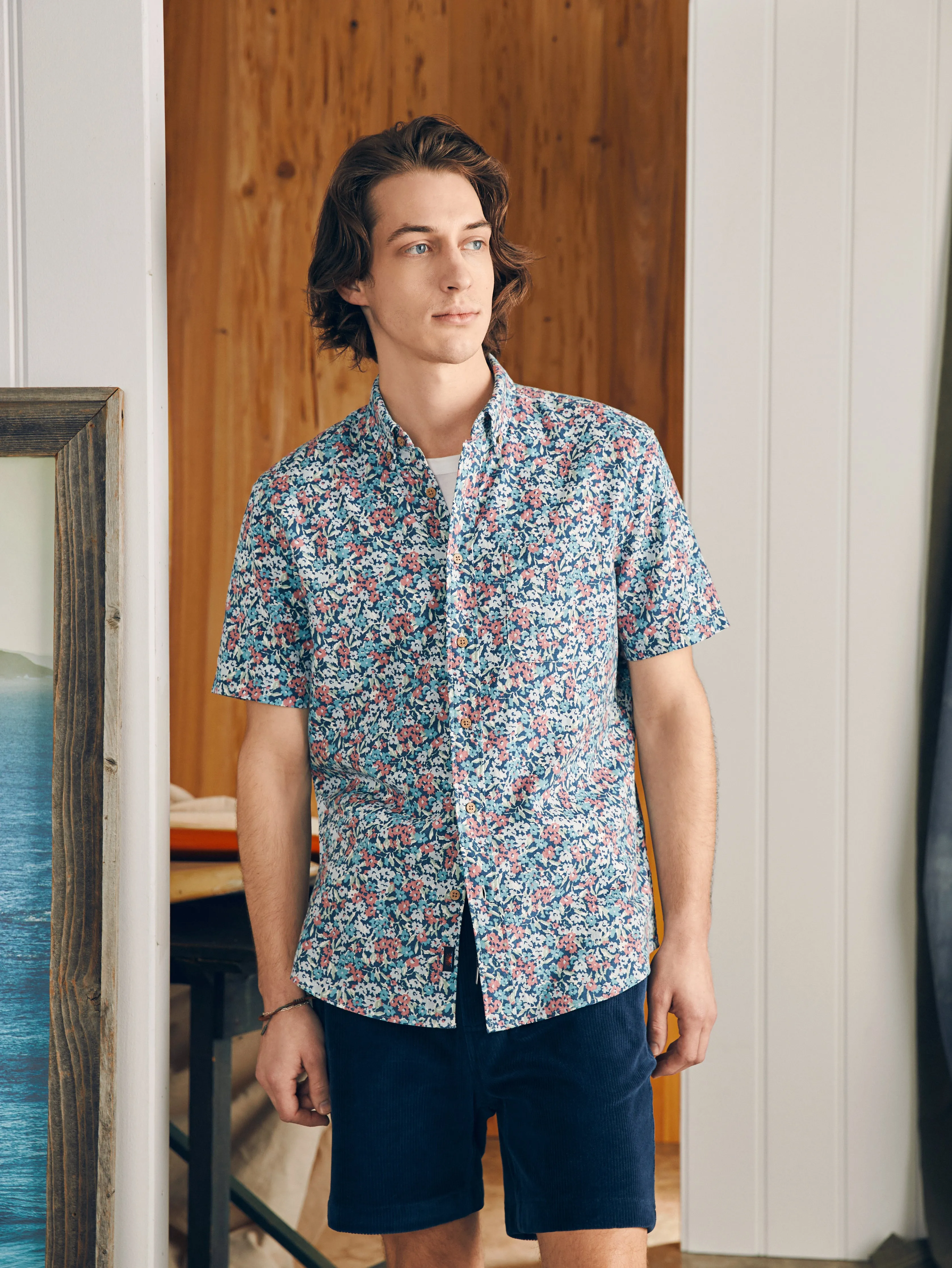 Short-Sleeve Breeze Shirt - Seafoam Beach Blossom sold by Faherty