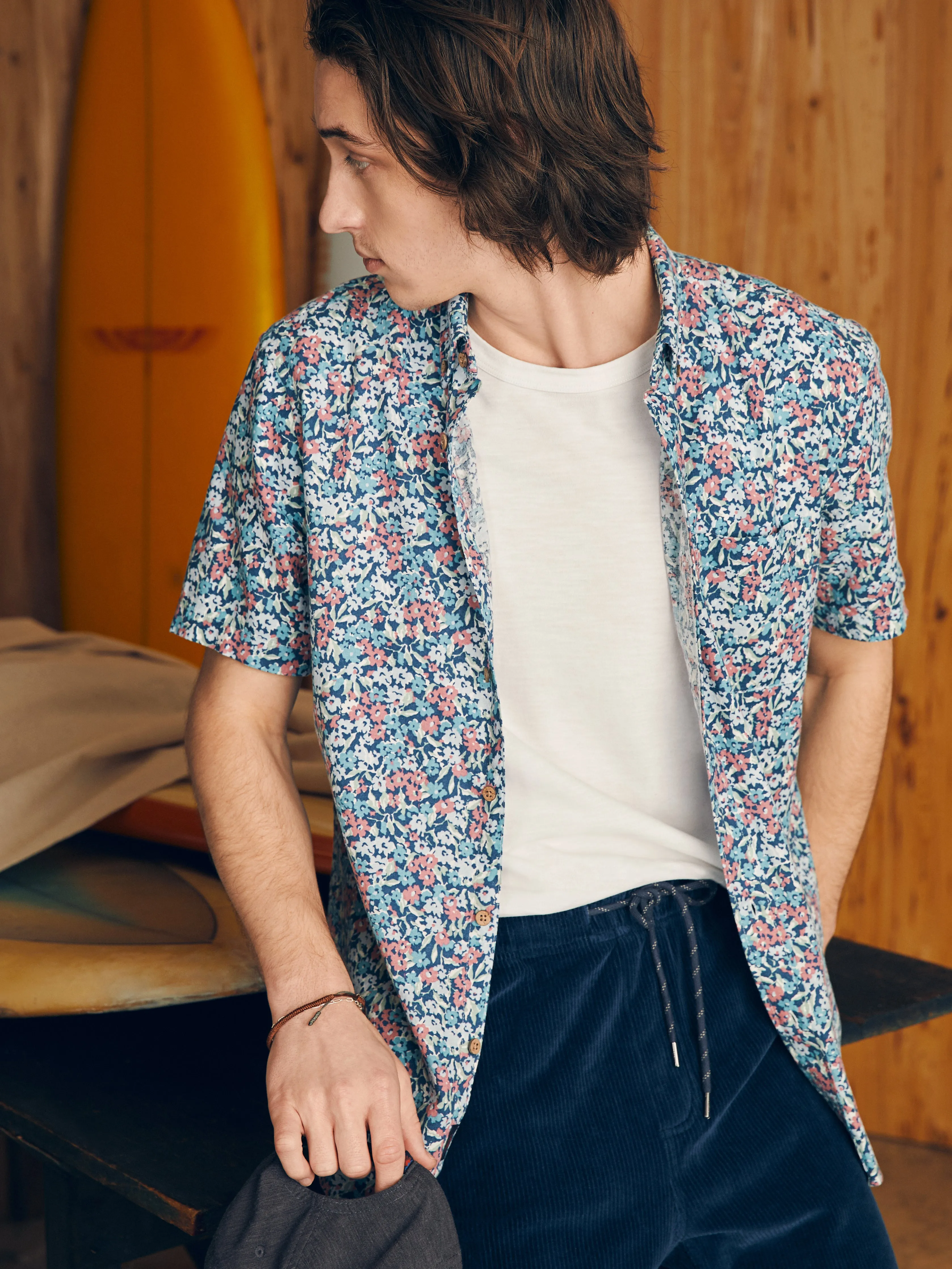 Short-Sleeve Breeze Shirt - Seafoam Beach Blossom sold by Faherty product image thumbnail 3