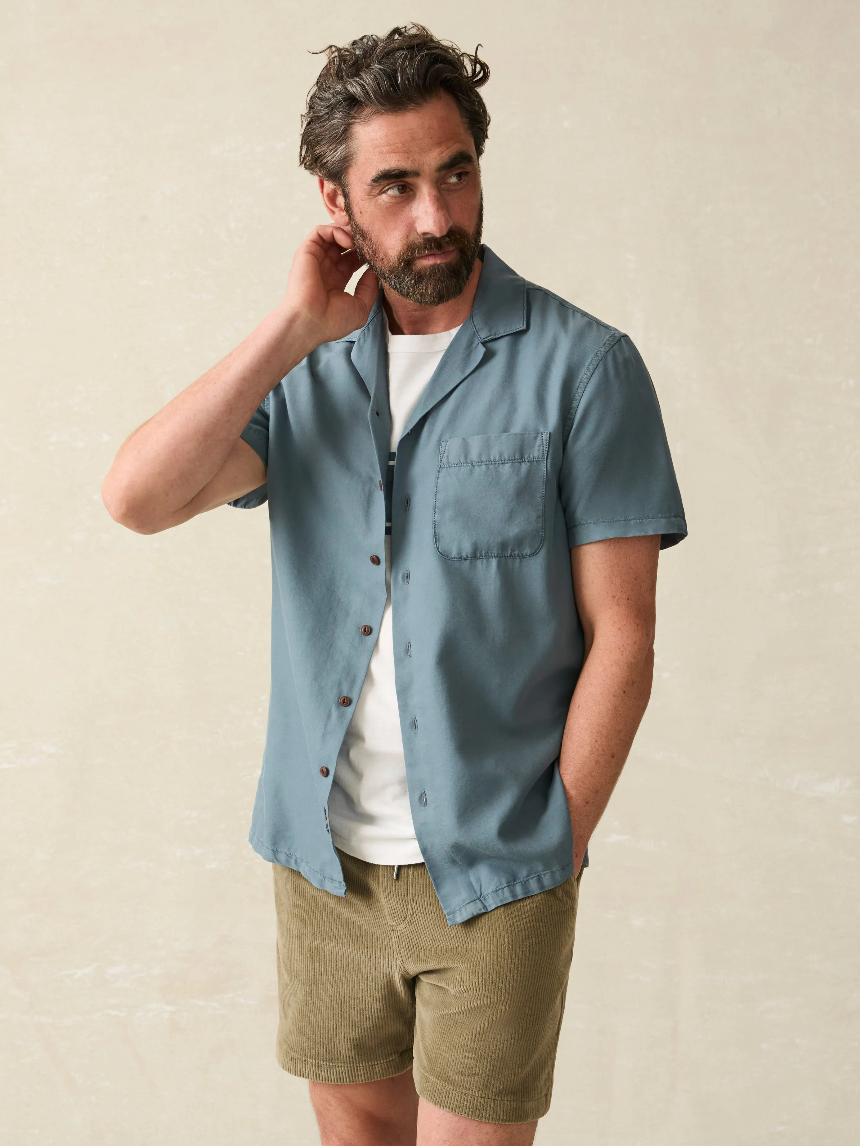 Short-Sleeve Getaway Camp Shirt - Blue Waters sold by Faherty