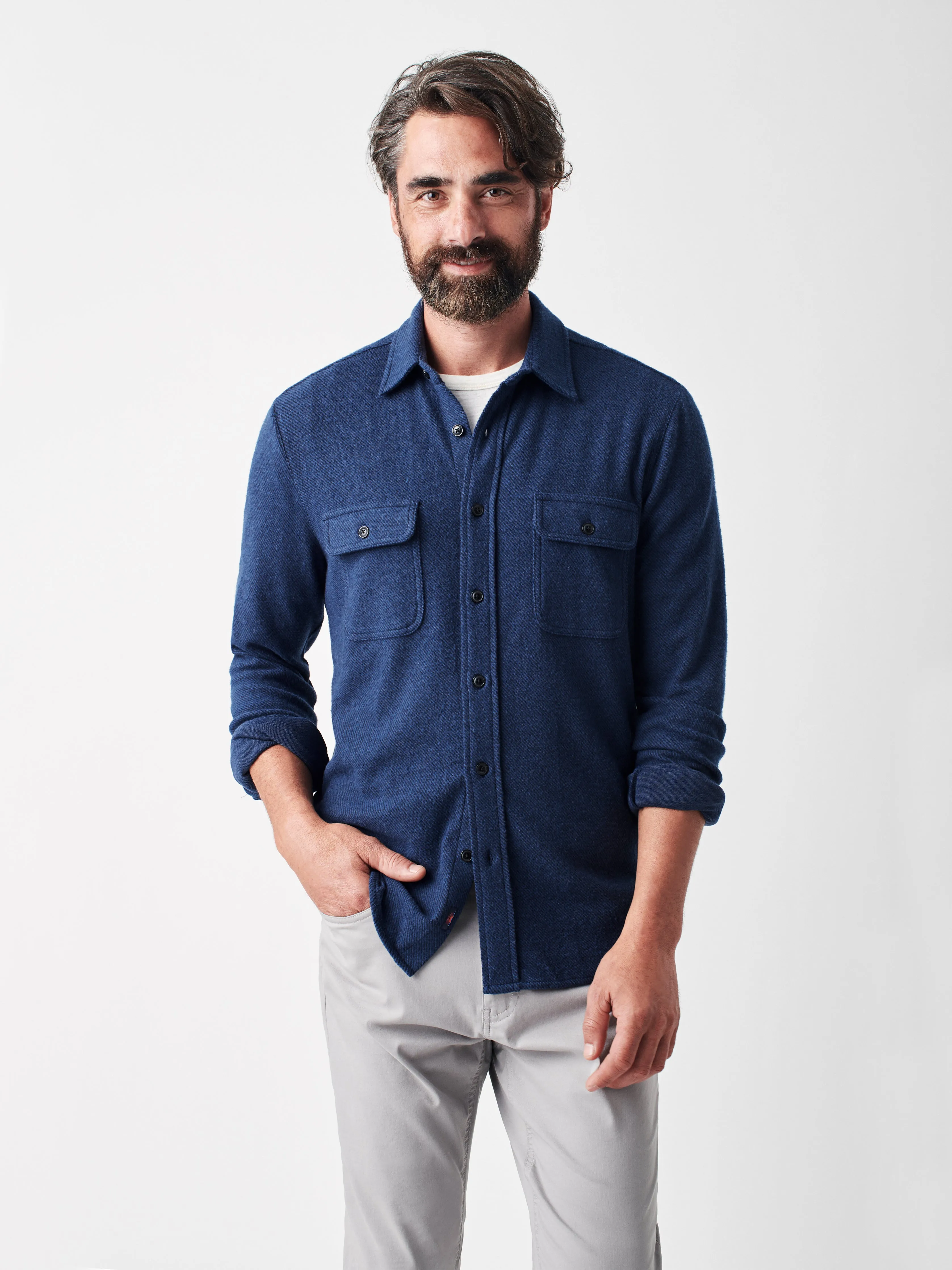 Legend™ Sweater Shirt - Navy Twill sold by Faherty