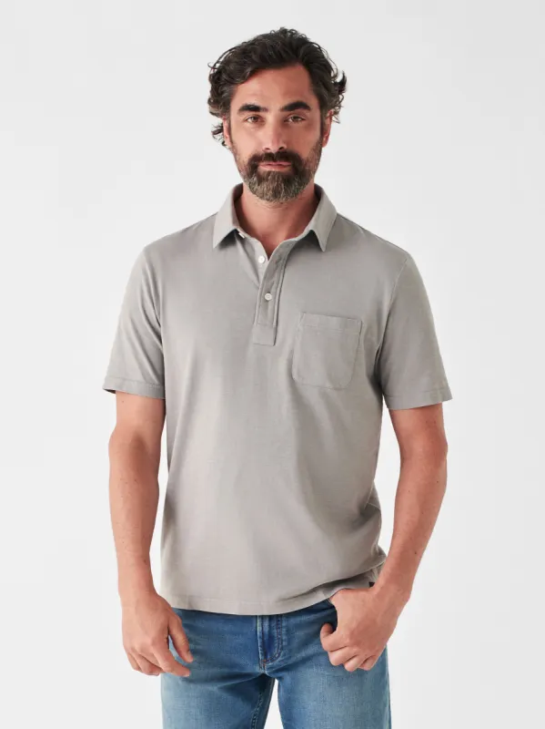 Sunwashed T-Shirt Polo - Wind Grey sold by Faherty