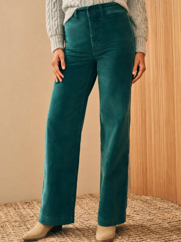 Stretch Cord Wide Leg Pant - Sea Moss sold by Faherty
