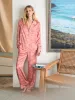 Sandwashed Silk Long Sleeve Pajama Set - Rose Tropic Trees sold by Faherty