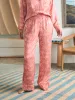 Sandwashed Silk Long Sleeve Pajama Set - Rose Tropic Trees sold by Faherty