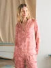 Sandwashed Silk Long Sleeve Pajama Set - Rose Tropic Trees sold by Faherty