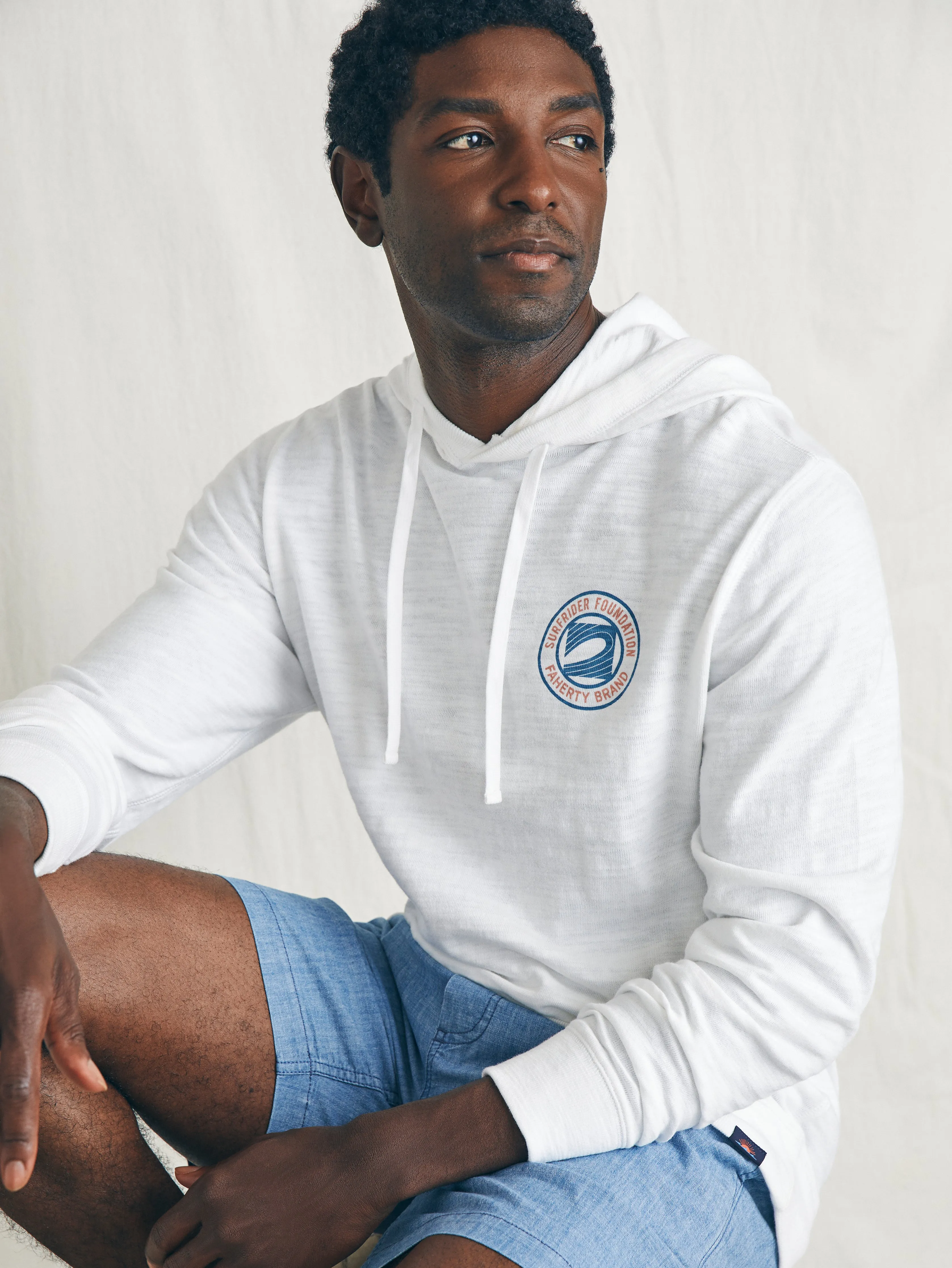 Surfrider Sunwashed Slub Hoodie - White sold by Faherty product image thumbnail 3