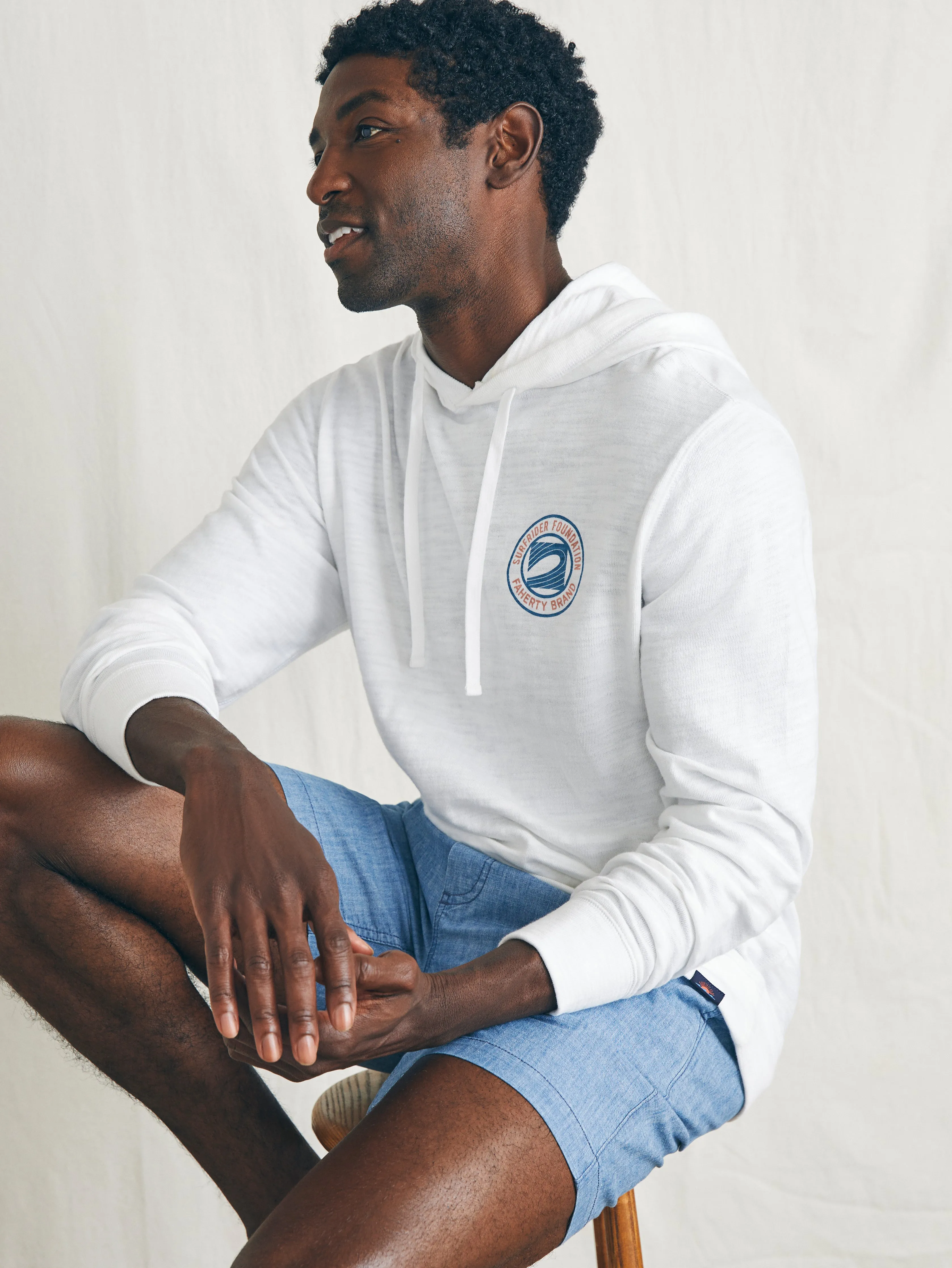 Surfrider Sunwashed Slub Hoodie - White sold by Faherty product image thumbnail 5